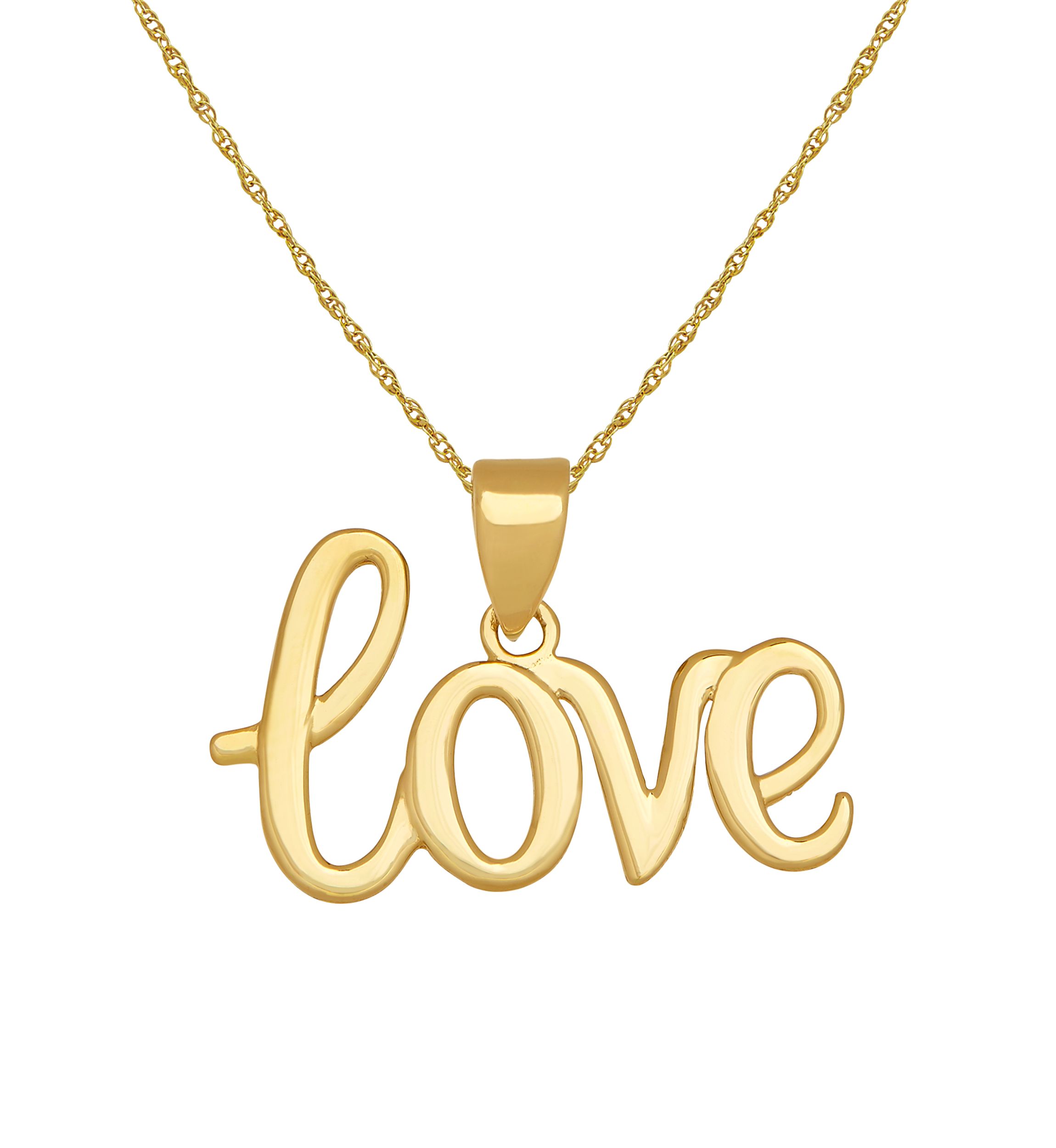 10K Yellow Gold Love Pendant Necklace