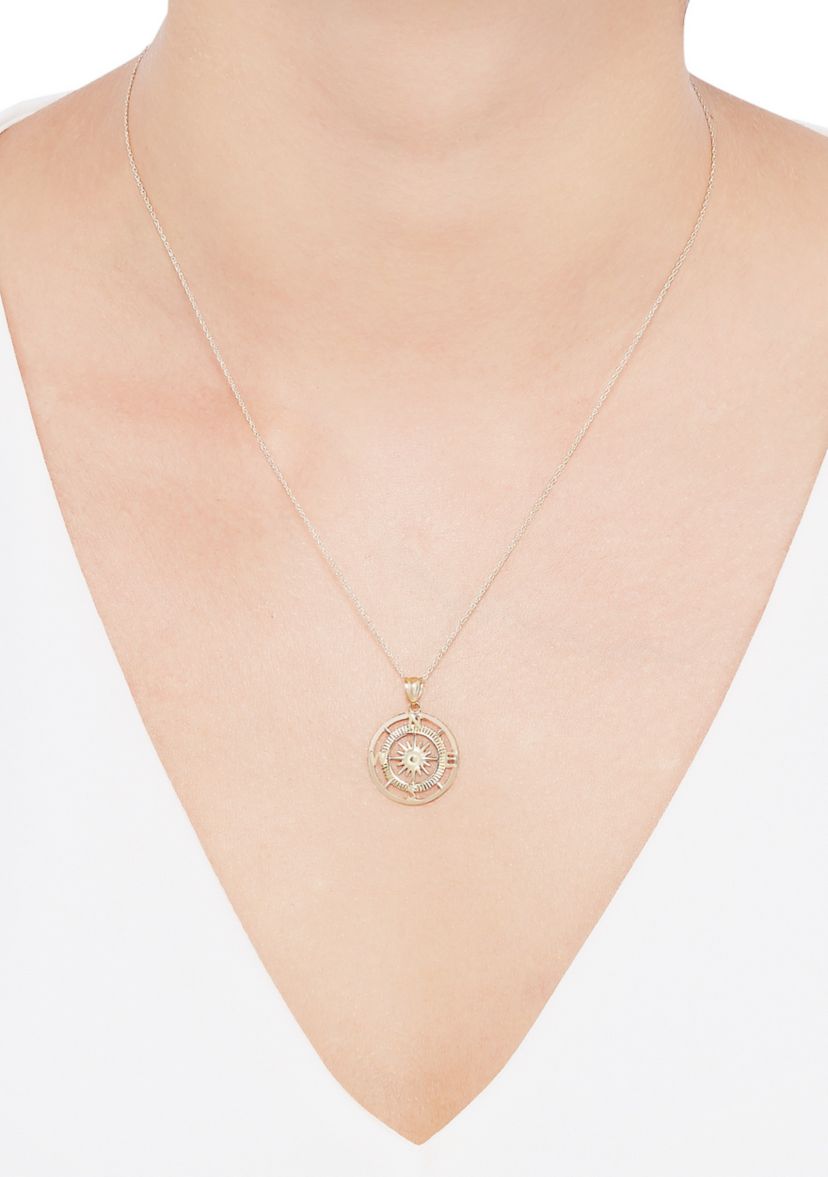 Compass Pendant Necklace with 20" Rope Chain in 10K Yellow Gold