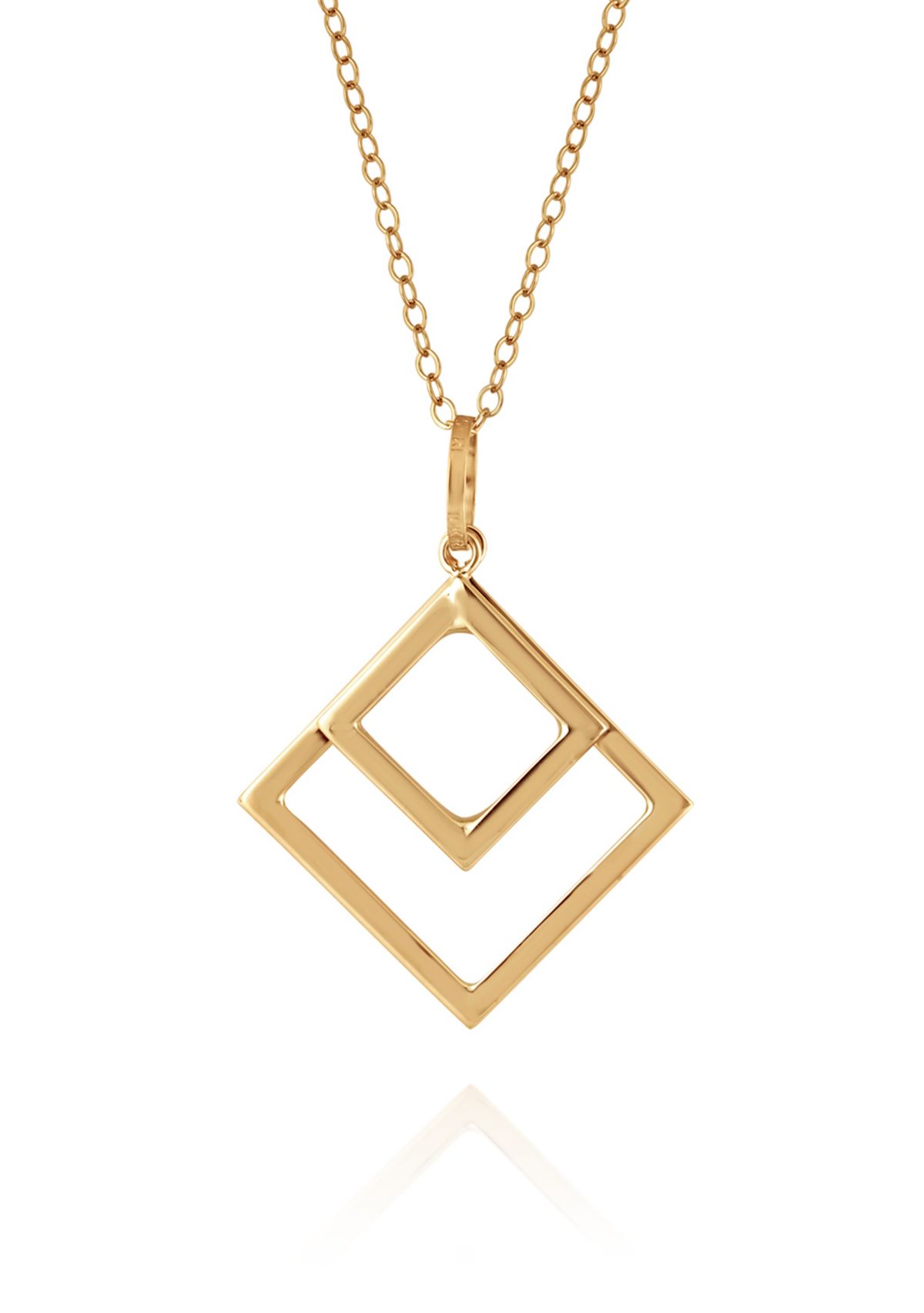 Diamond Shape Pendant Necklace in 10K Yellow Gold