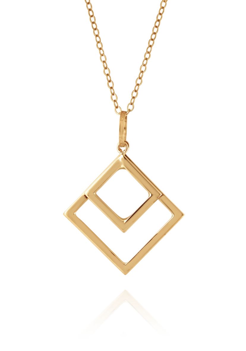 Diamond Shape Pendant Necklace in 10K Yellow Gold