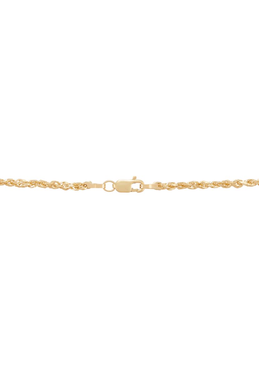 Anchor Pendant with 20" Rope Chain Necklace in 10K Yellow Gold