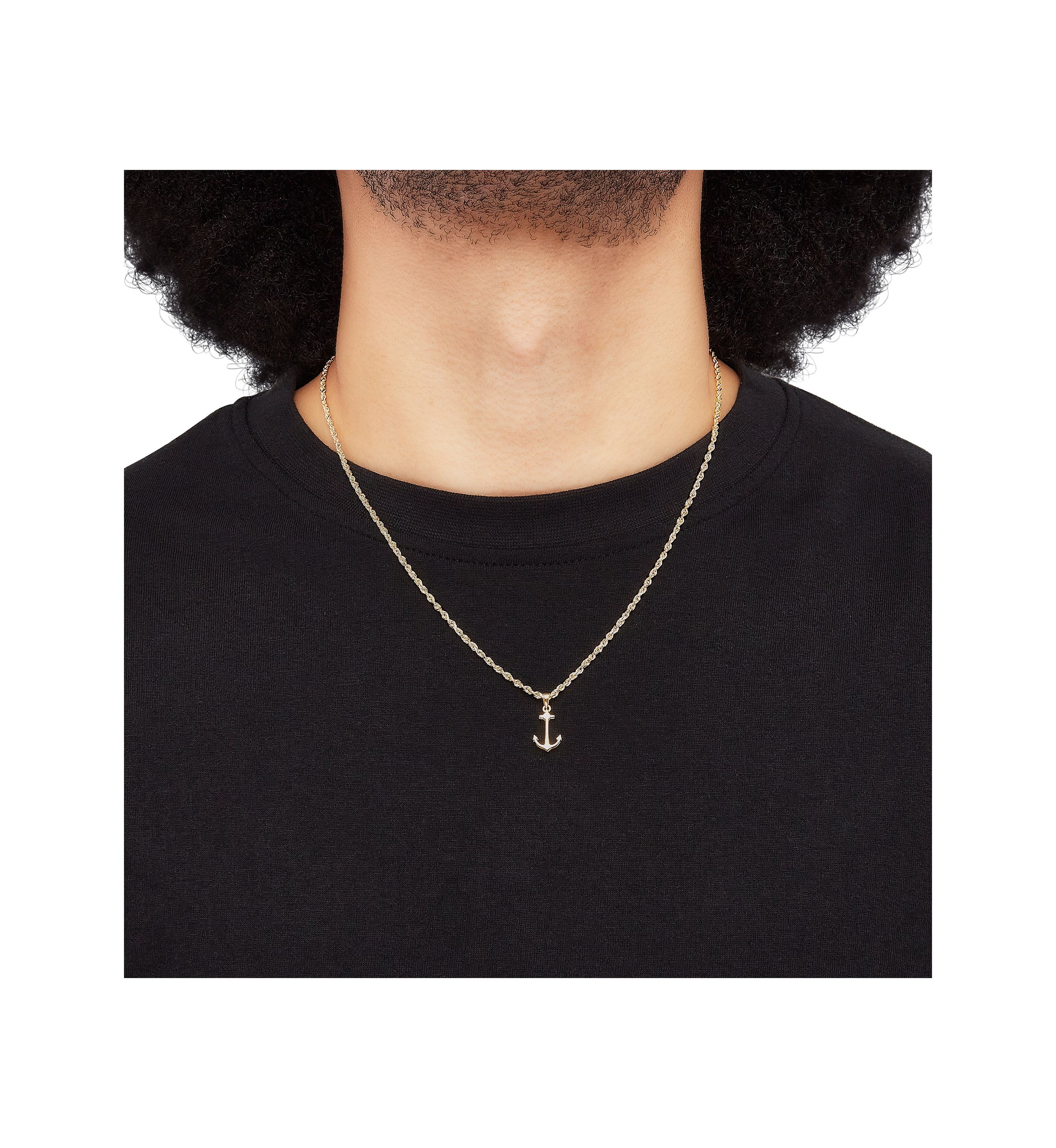 Anchor Pendant with 20" Rope Chain Necklace in 10K Yellow Gold