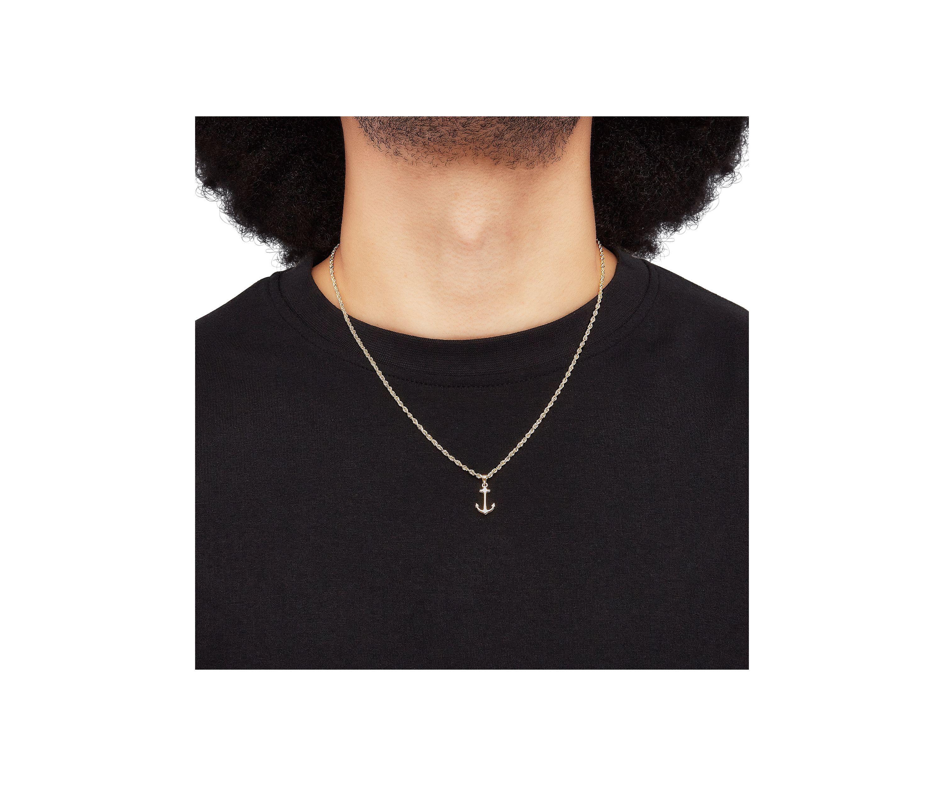 Anchor Pendant with 20" Rope Chain Necklace in 10K Yellow Gold