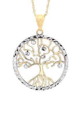 Belk & Co Two-Tone 10K Family Tree Pendant Necklace, Gold, 18 in