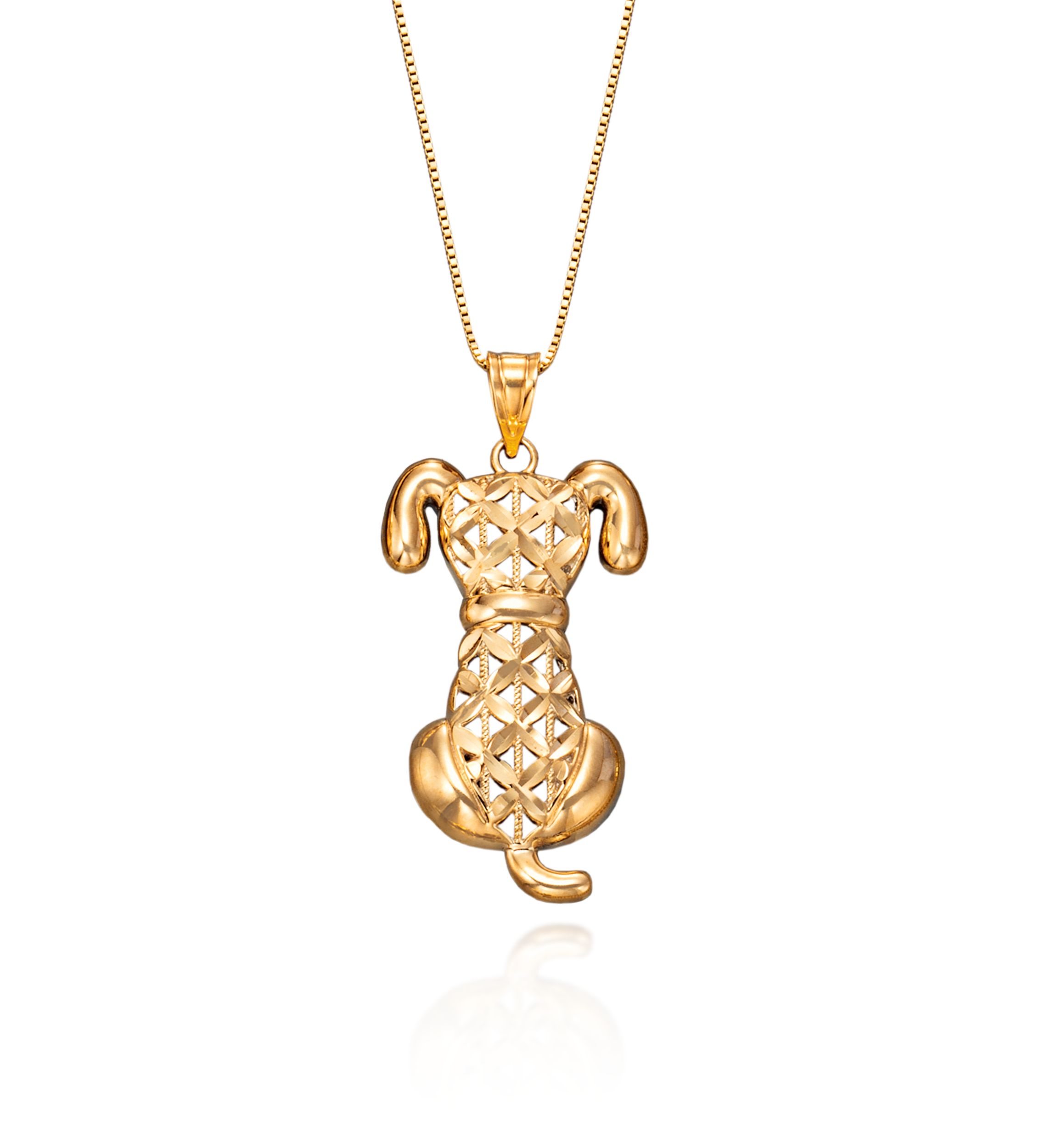 Dog Pendant Necklace in 10K Yellow Gold