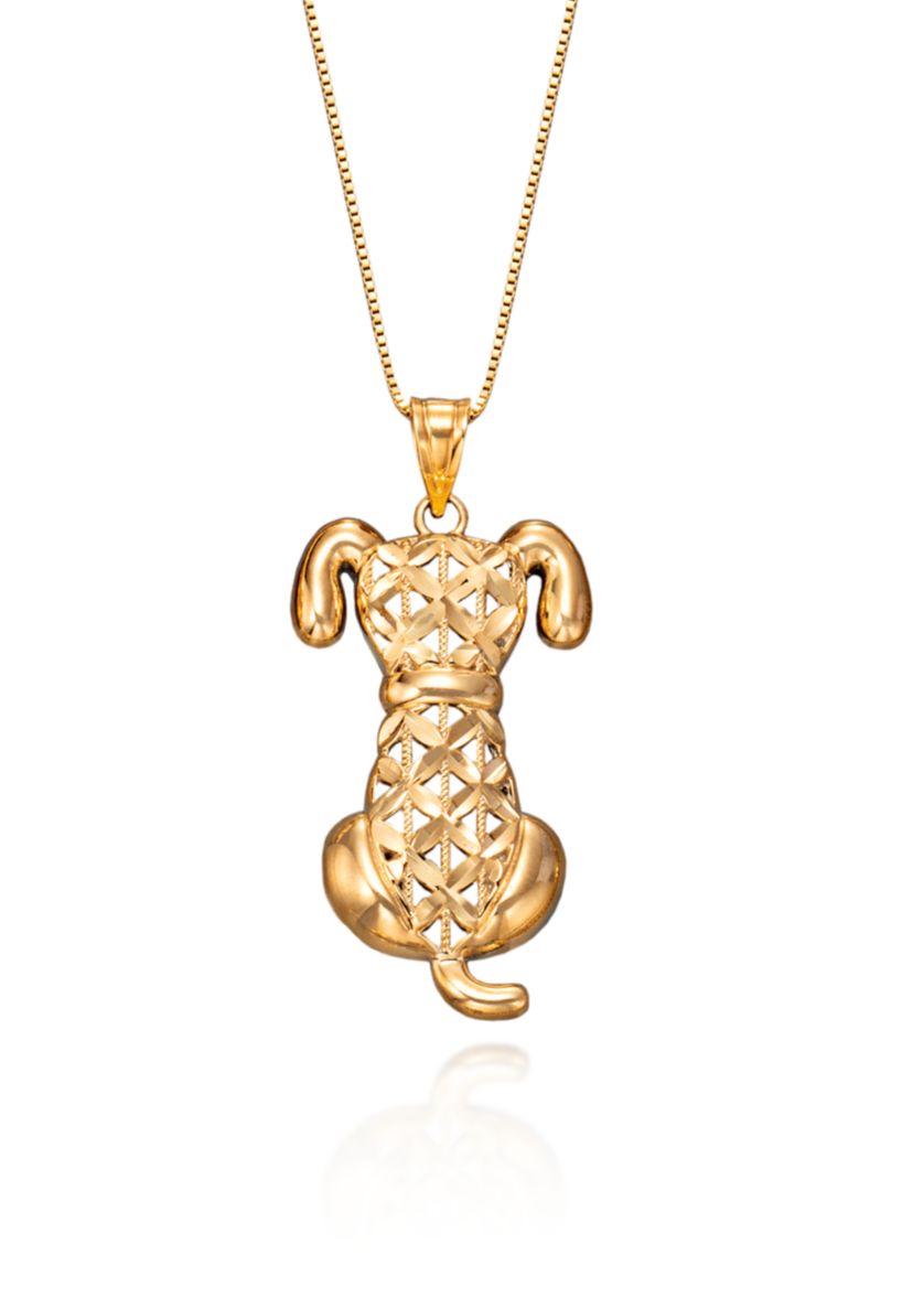 Dog Pendant Necklace in 10K Yellow Gold