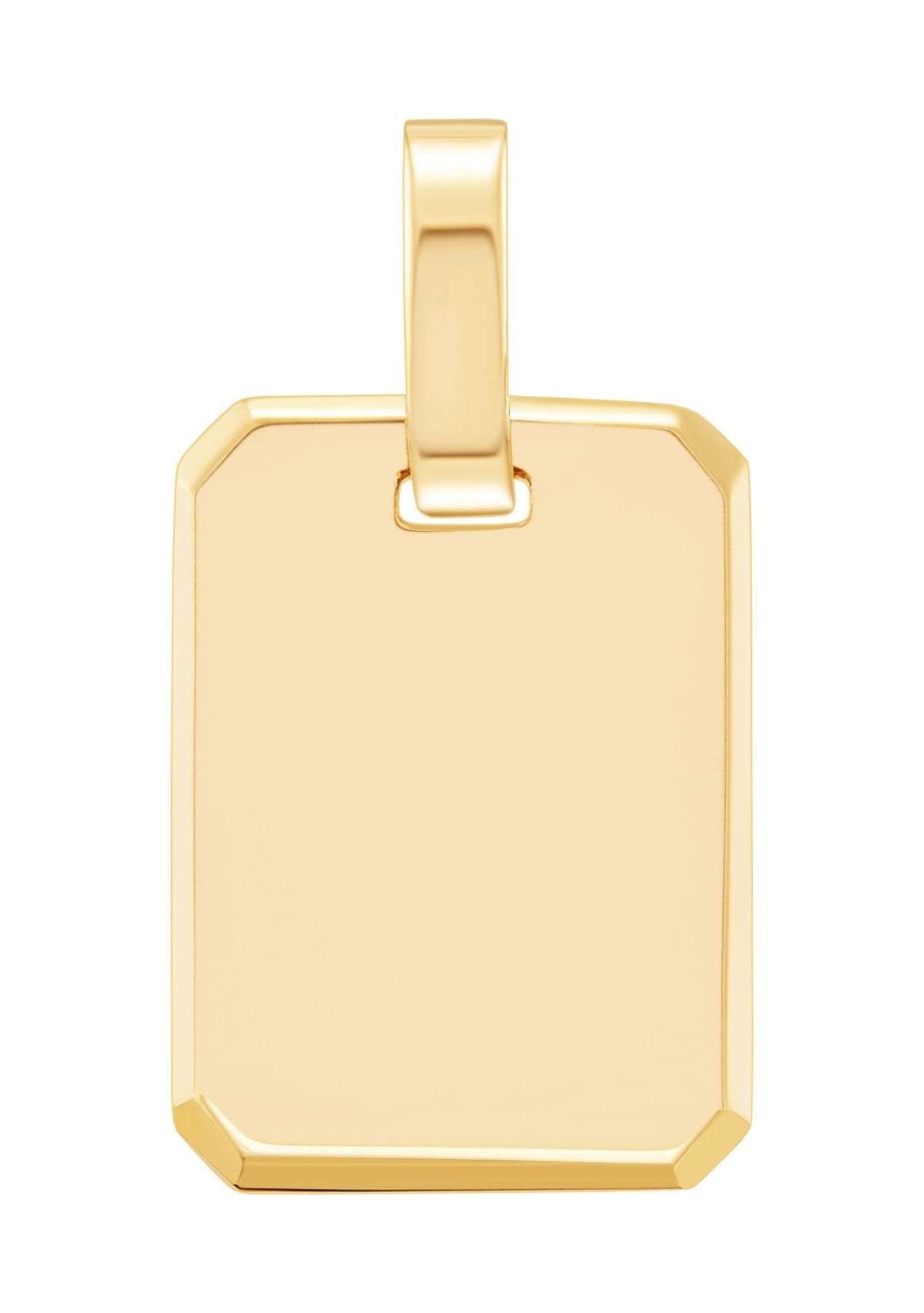 Rectangular Dog Tag Pendant Necklace with 20" Rope Chain in 10K Yellow Gold