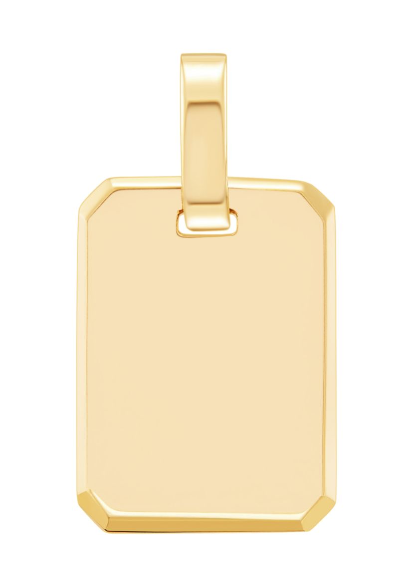 Rectangular Dog Tag Pendant Necklace with 20" Rope Chain in 10K Yellow Gold