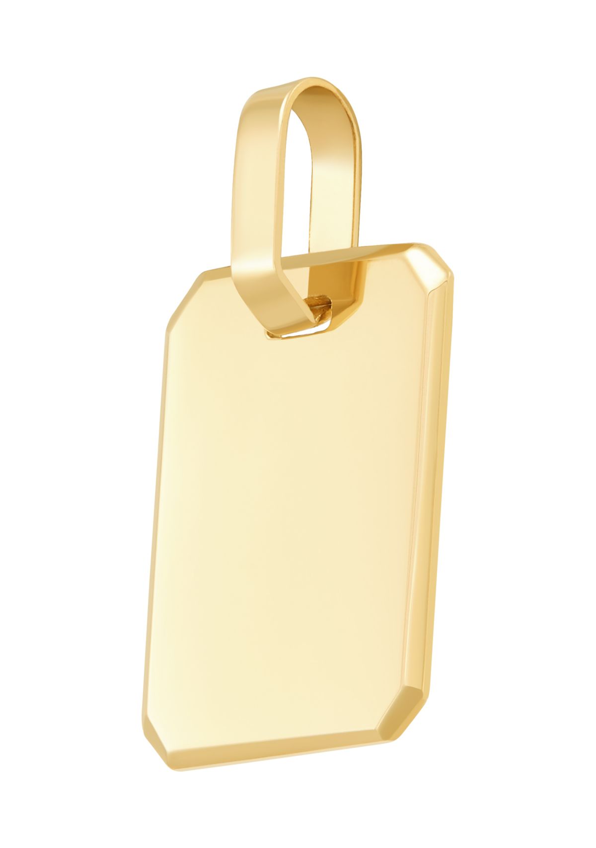 Rectangular Dog Tag Pendant Necklace with 20" Rope Chain in 10K Yellow Gold