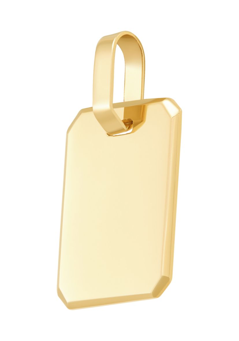 Rectangular Dog Tag Pendant Necklace with 20" Rope Chain in 10K Yellow Gold