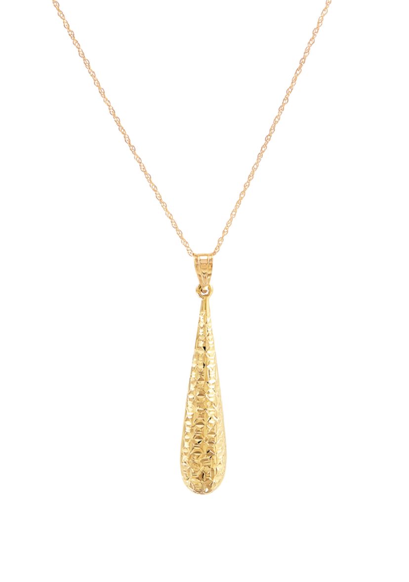 Drop Pendant Necklace in 10k Yellow Gold 