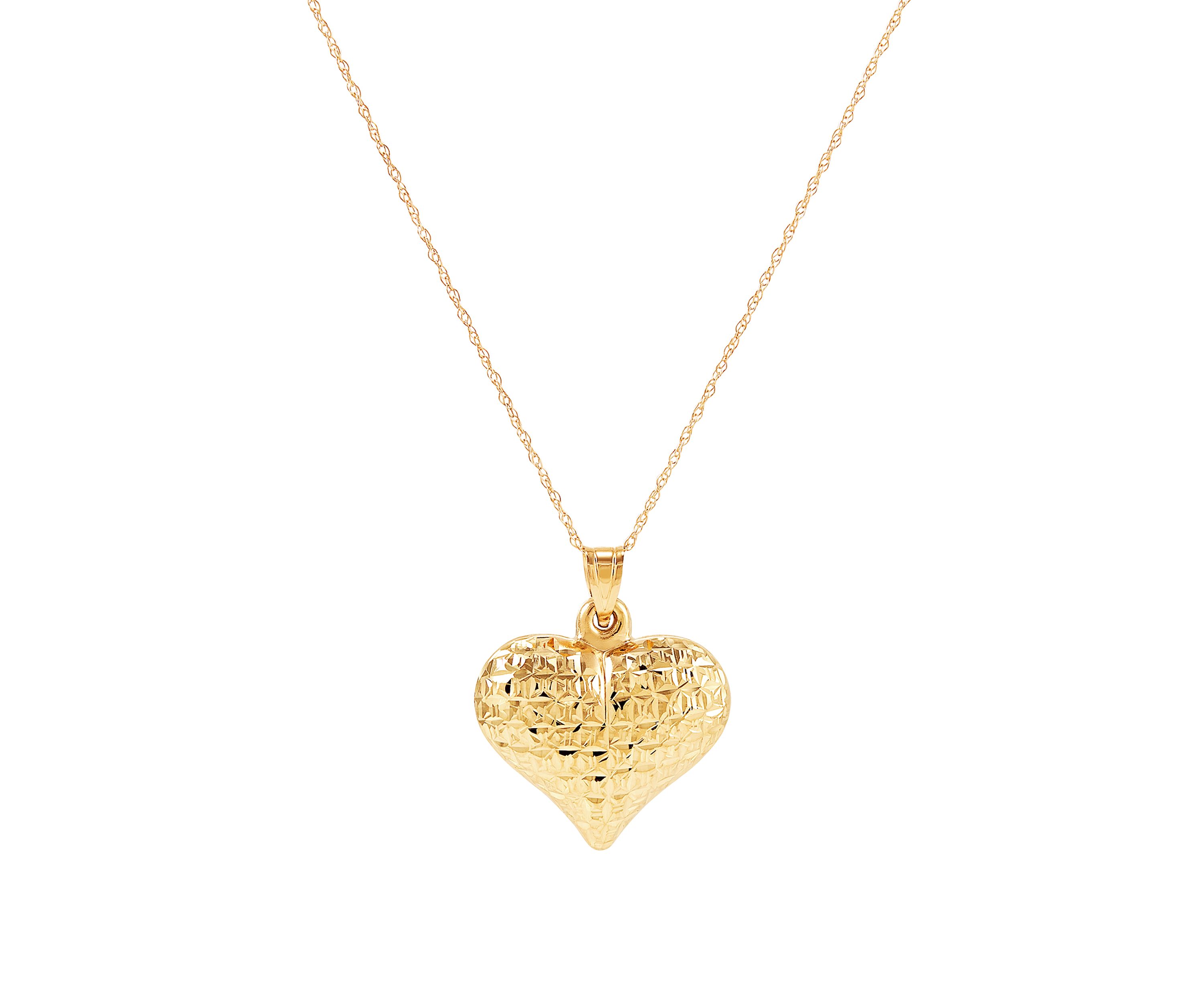 Heart Pendant Necklace in 10k Yellow Gold 