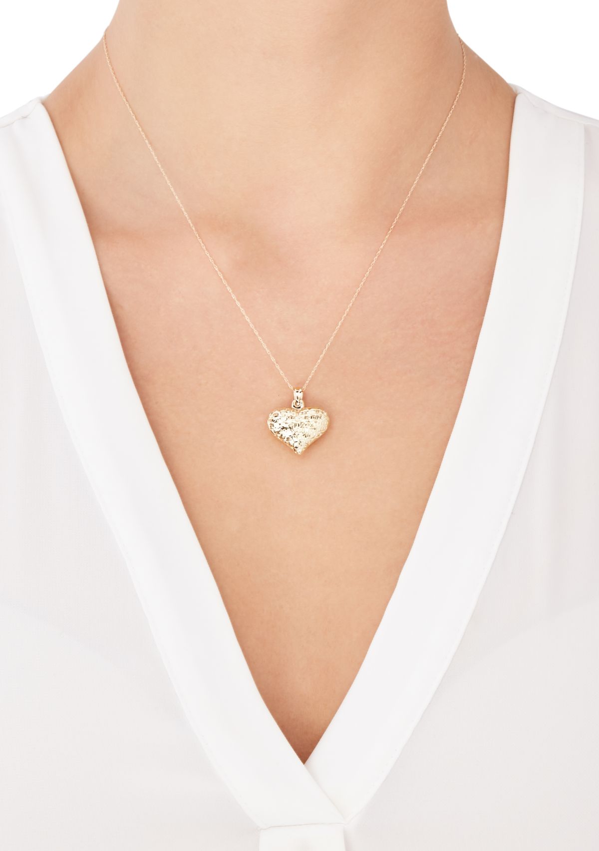 Heart Pendant Necklace in 10k Yellow Gold 