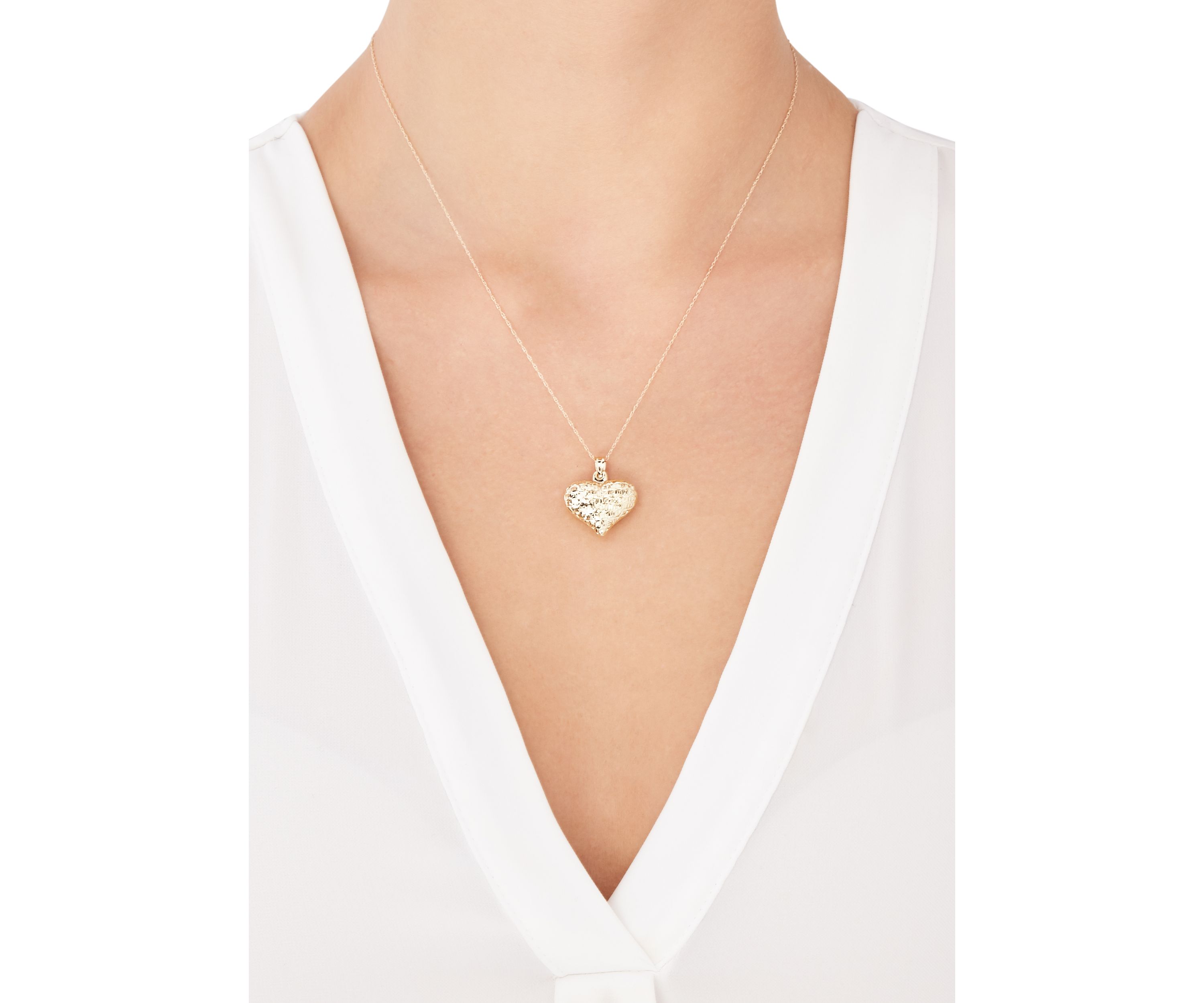 Heart Pendant Necklace in 10k Yellow Gold 