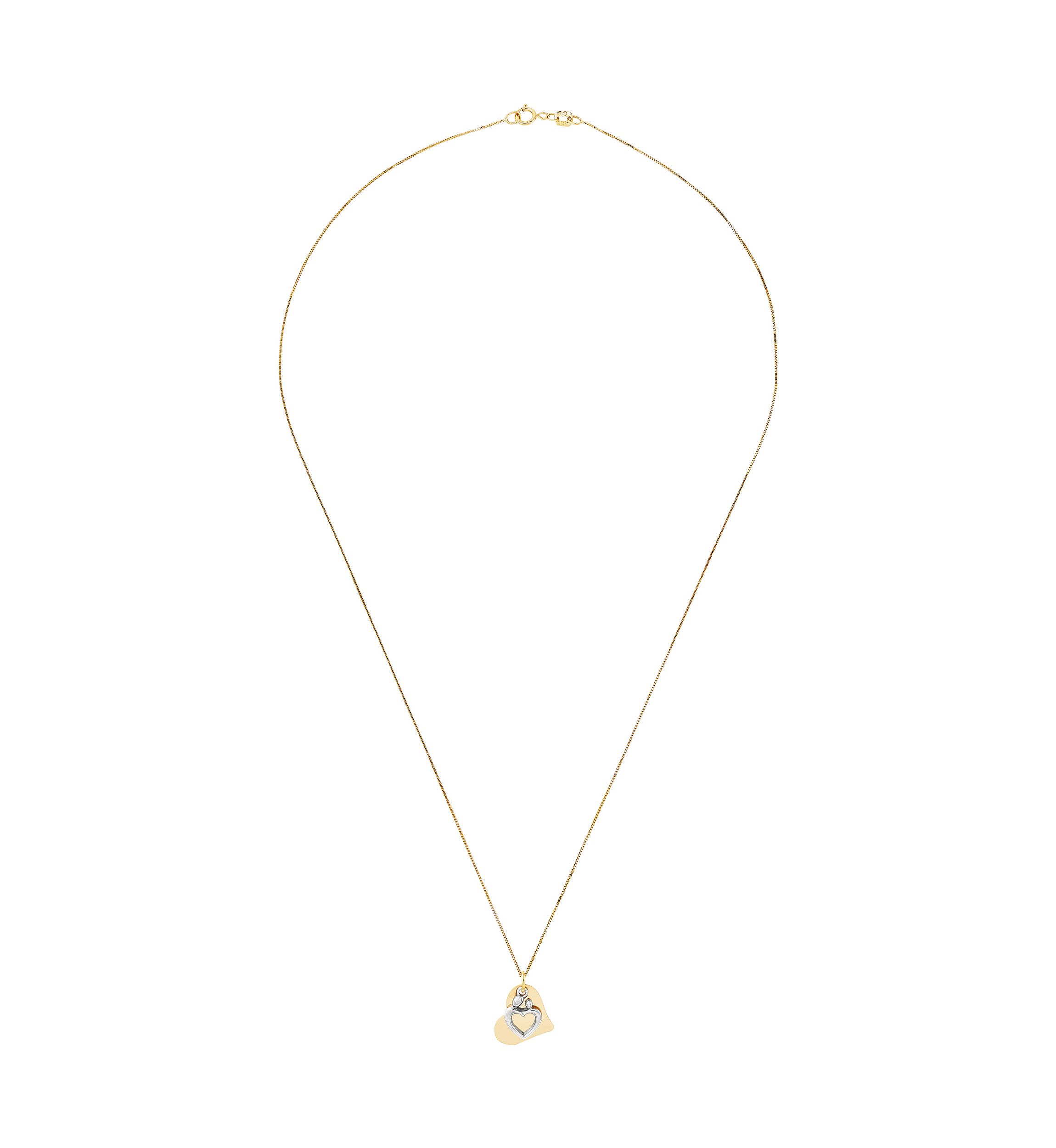 Mother and Child on Heart Pendant with 18" Box Chain in 10K Two-Tone Gold