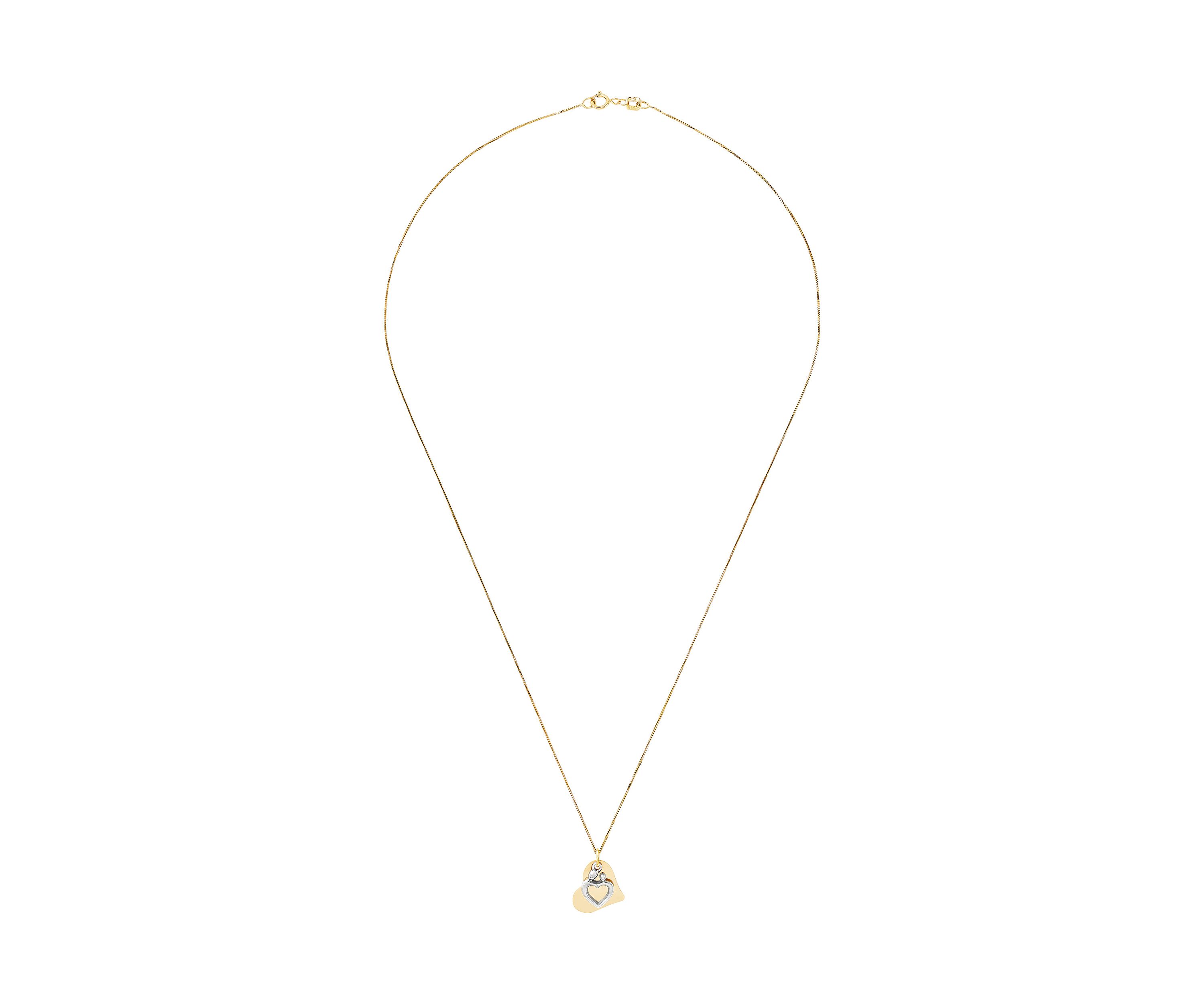 Mother and Child on Heart Pendant with 18" Box Chain in 10K Two-Tone Gold