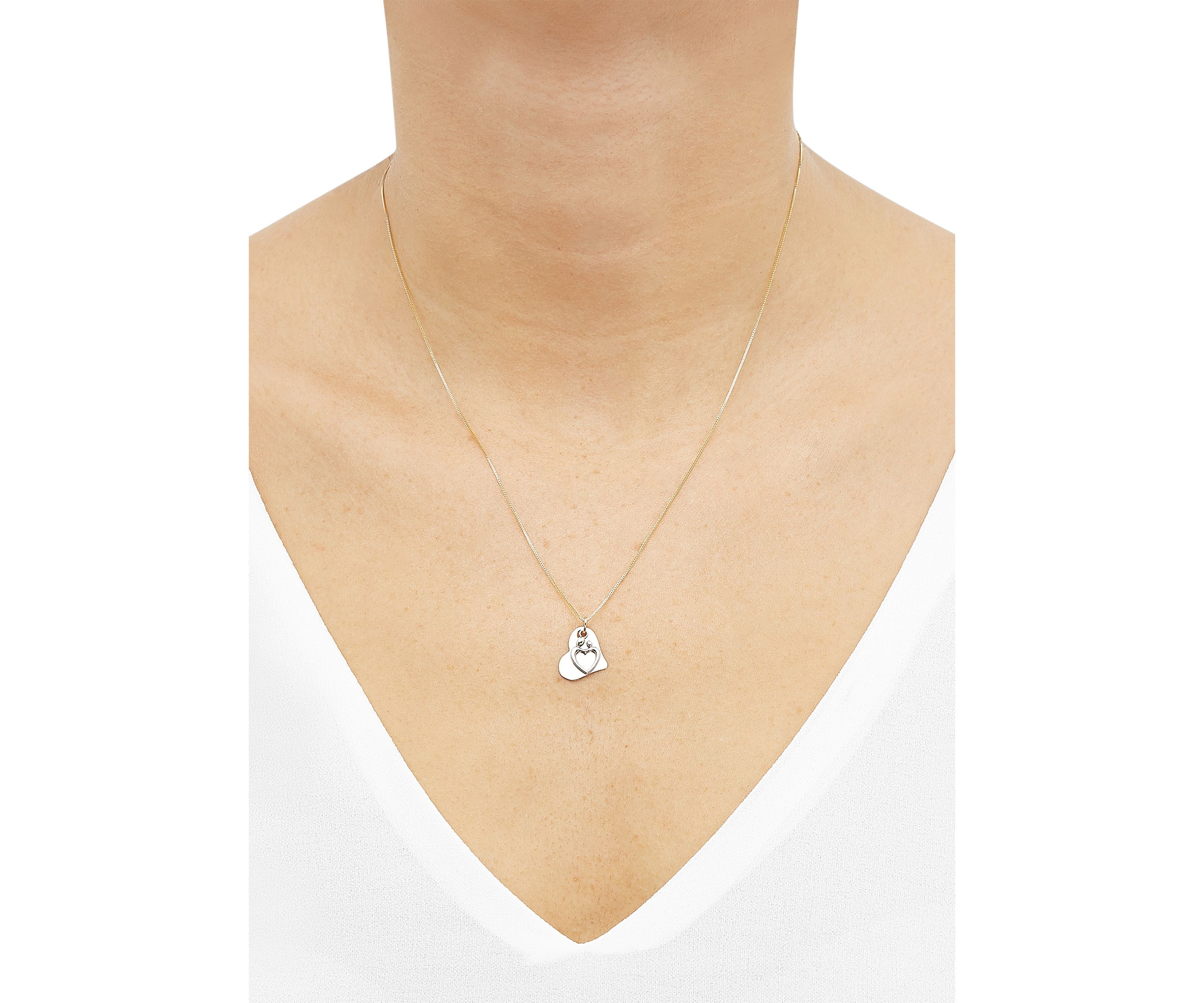 Mother and Child on Heart Pendant with 18" Box Chain in 10K Two-Tone Gold