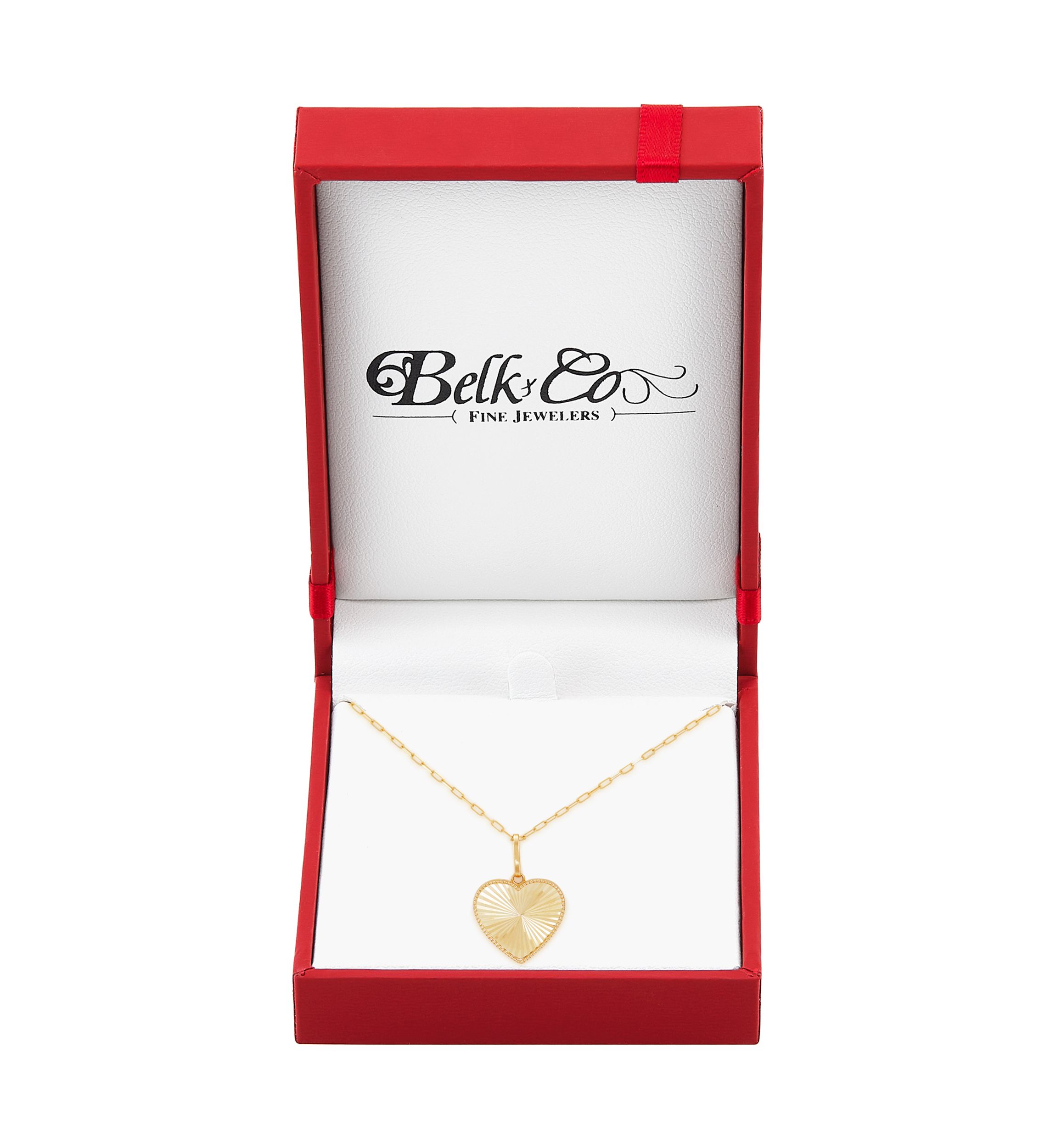 Heart Disk Pendant with 18" Mirror Chain Necklace in 10K Yellow Gold