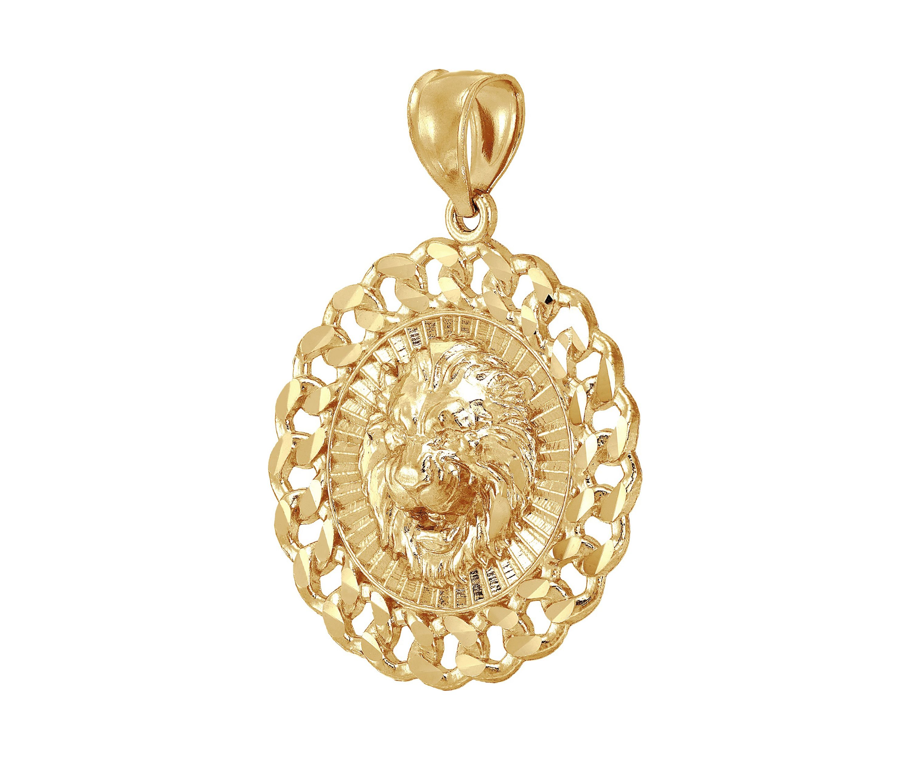 Lion Head Pendant in 10K Yellow Gold