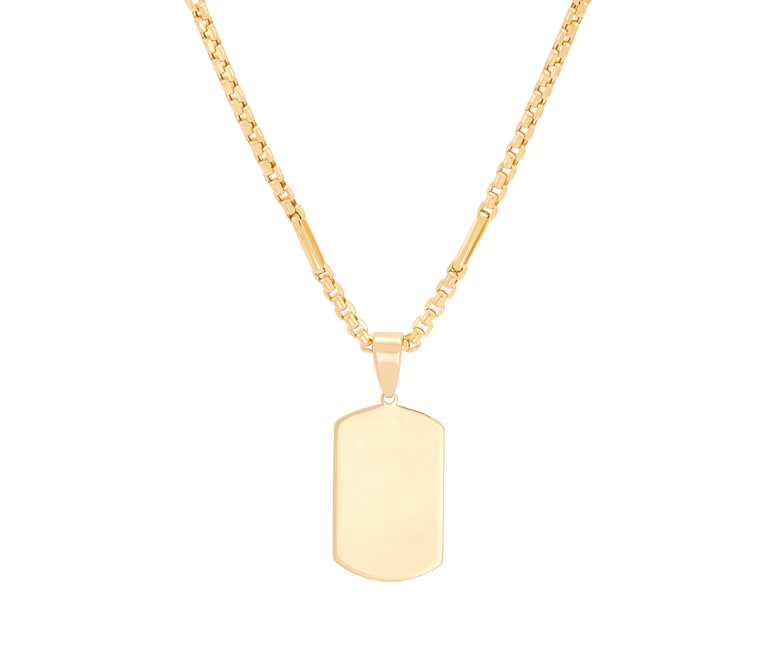 Dog Tag with 22" Paperclip Chain in 10K Yellow Gold