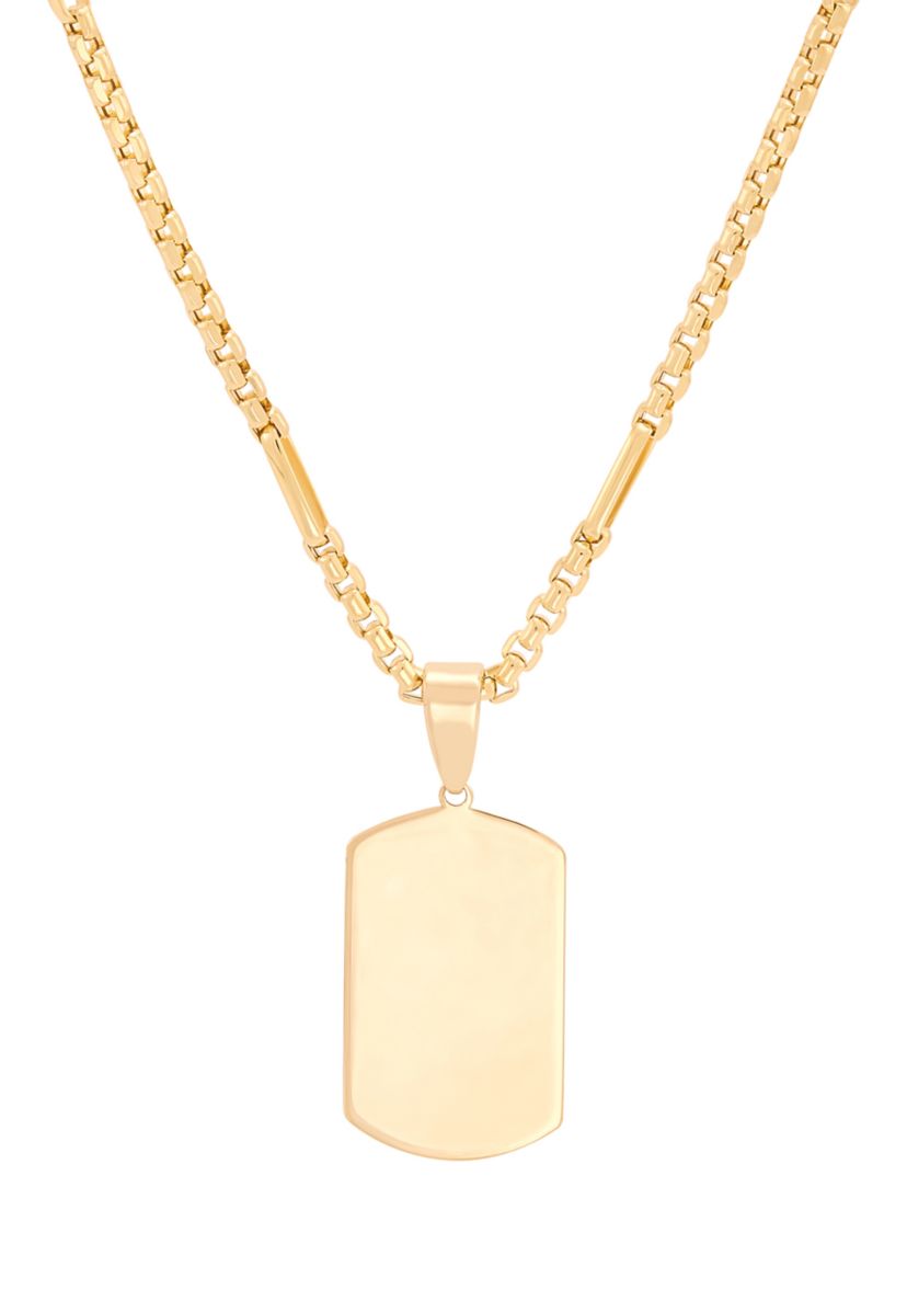 Dog Tag with 22" Paperclip Chain in 10K Yellow Gold