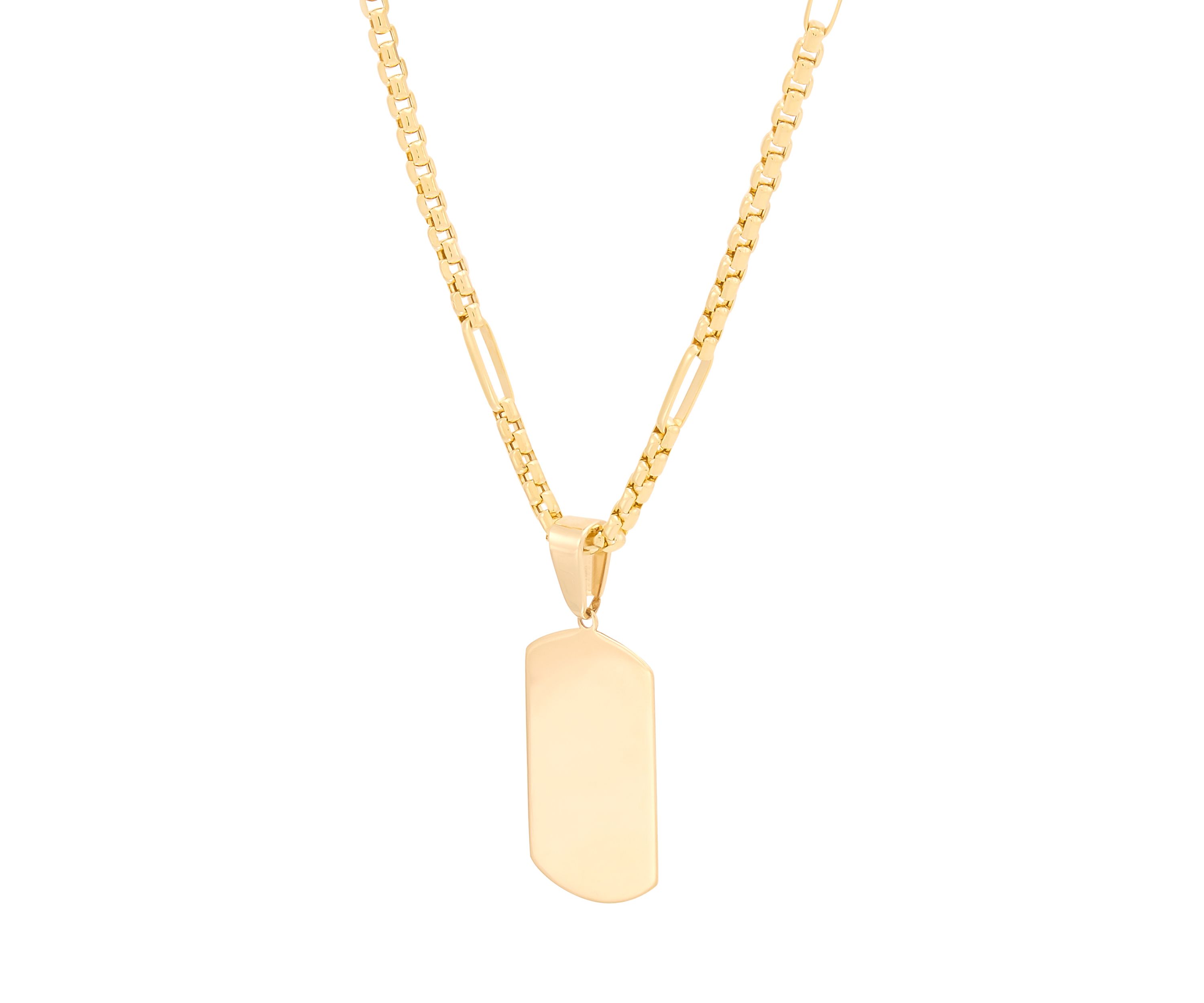 Dog Tag with 22" Paperclip Chain in 10K Yellow Gold