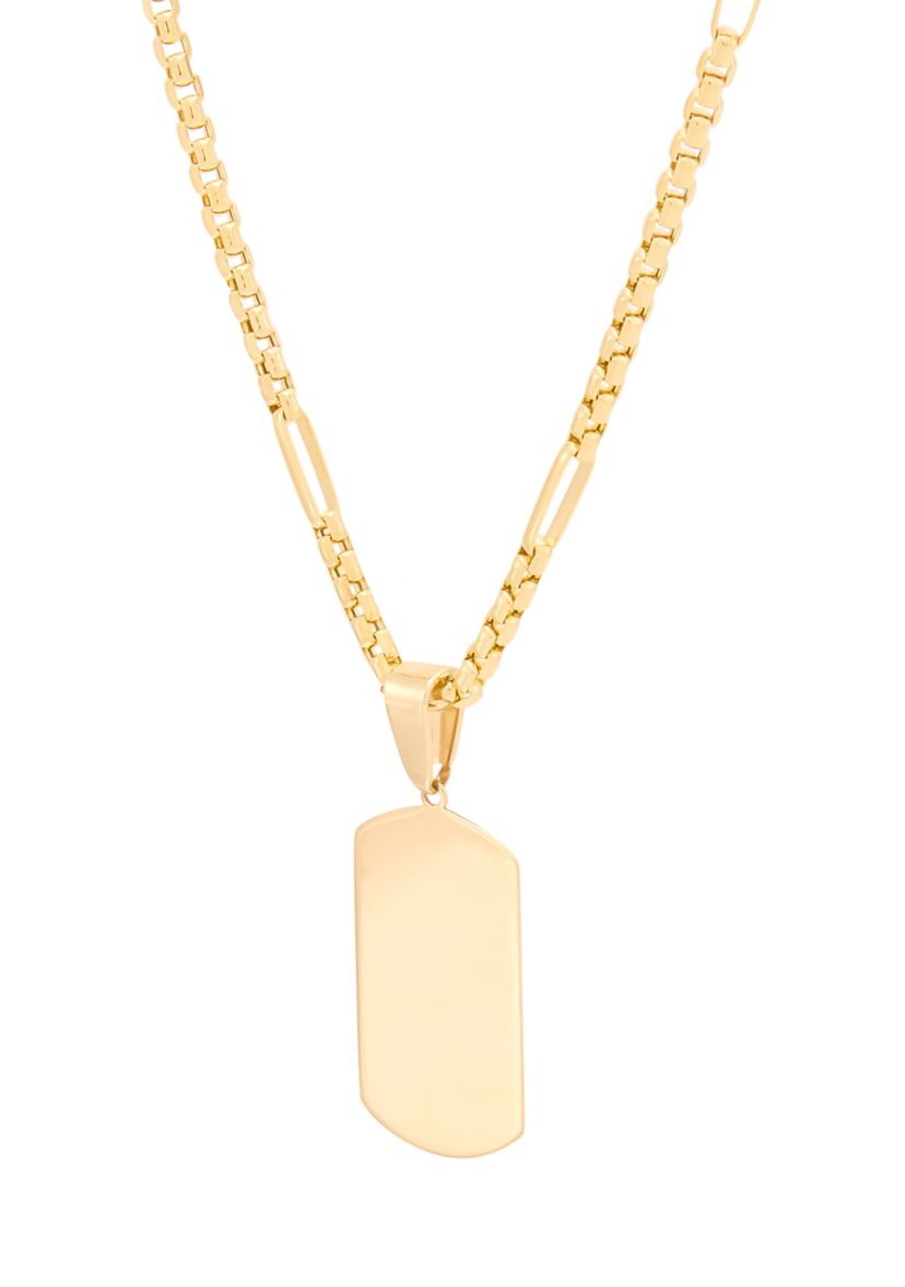 Dog Tag with 22" Paperclip Chain in 10K Yellow Gold