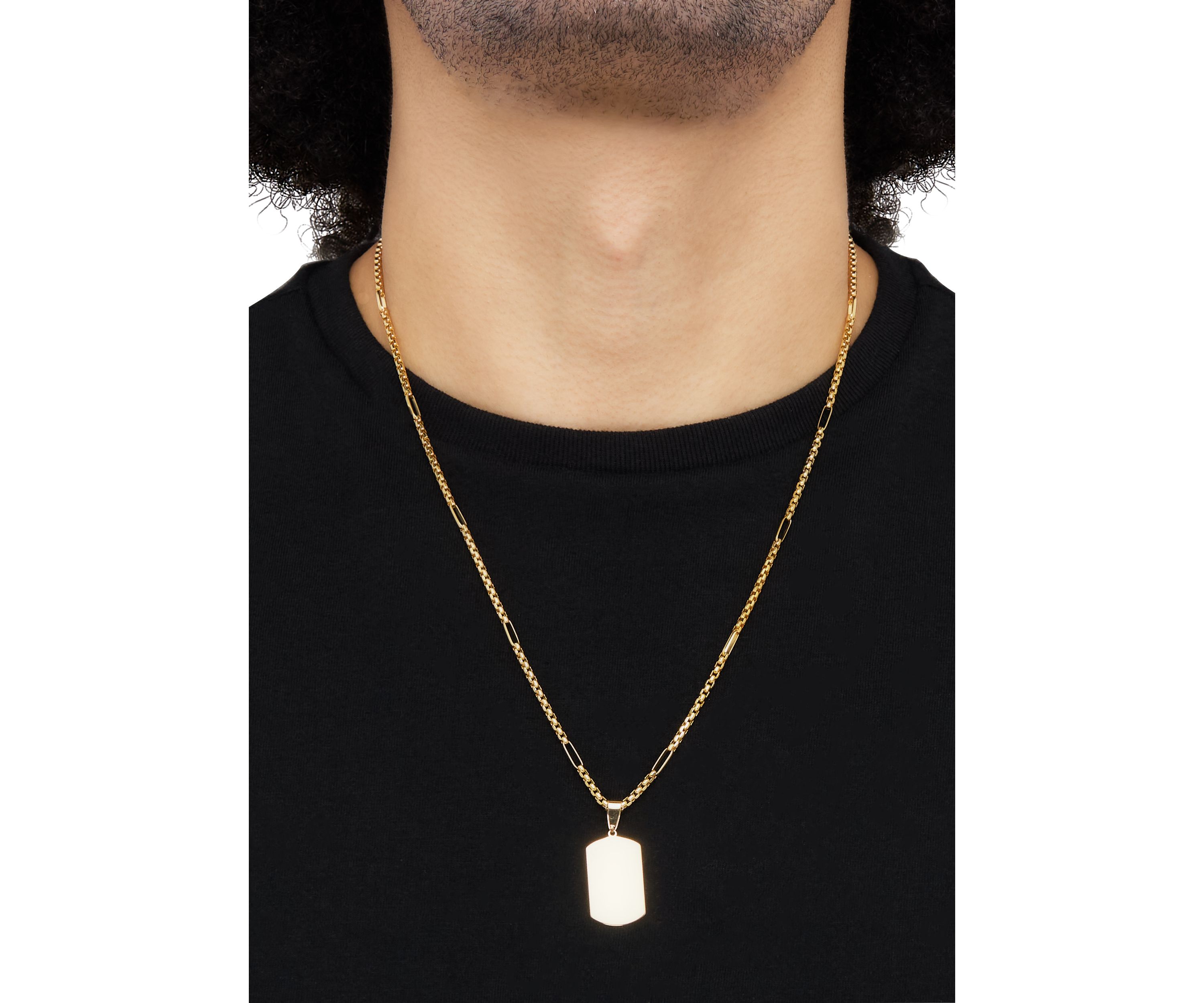 Dog Tag with 22" Paperclip Chain in 10K Yellow Gold