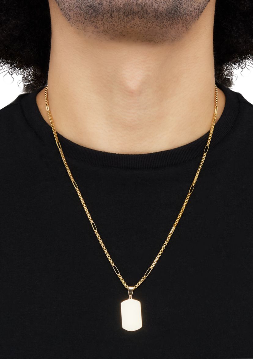 Dog Tag with 22" Paperclip Chain in 10K Yellow Gold