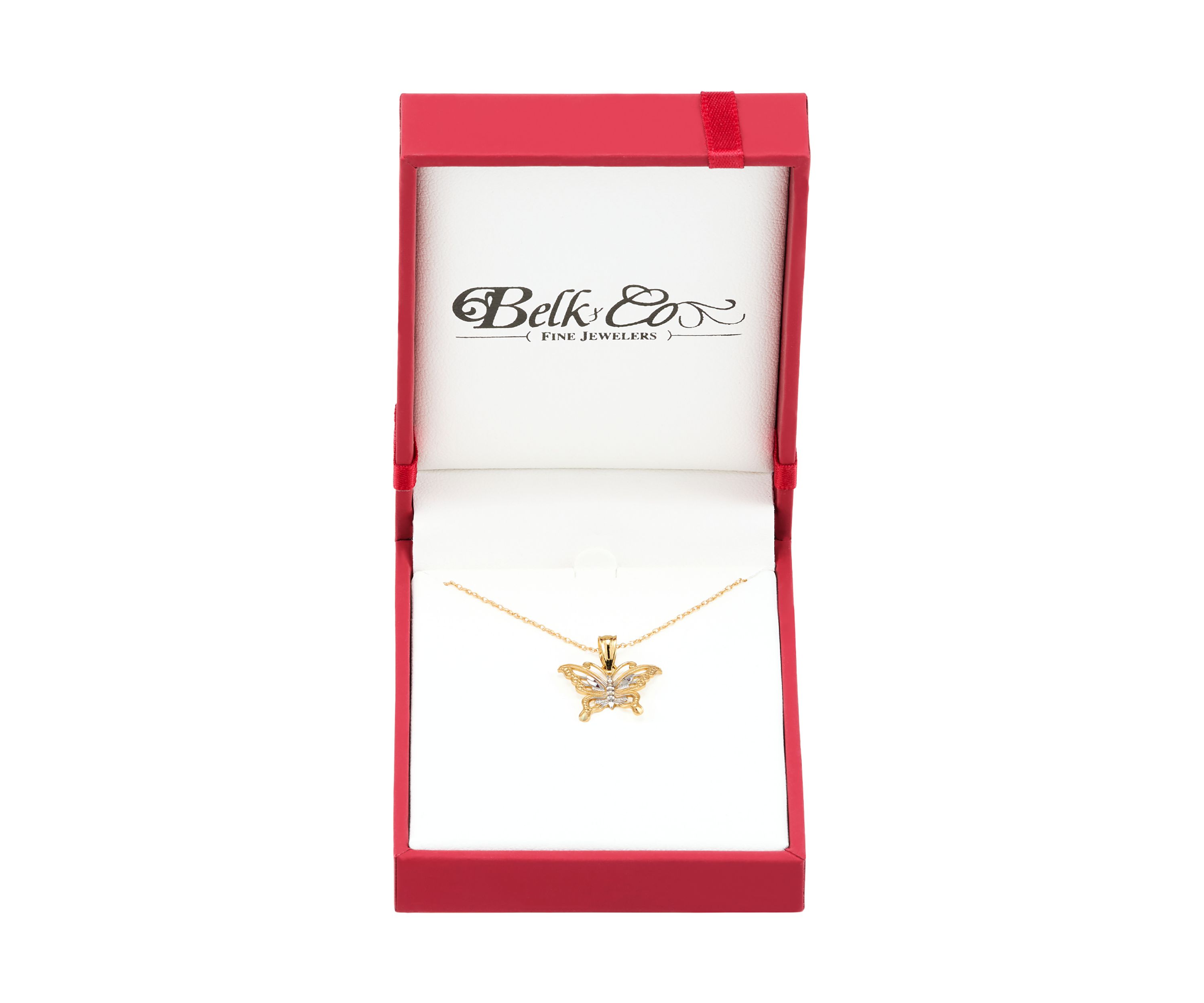 Butterfly Pendant Necklace with 18" Rope Chain in 10K Yellow Gold