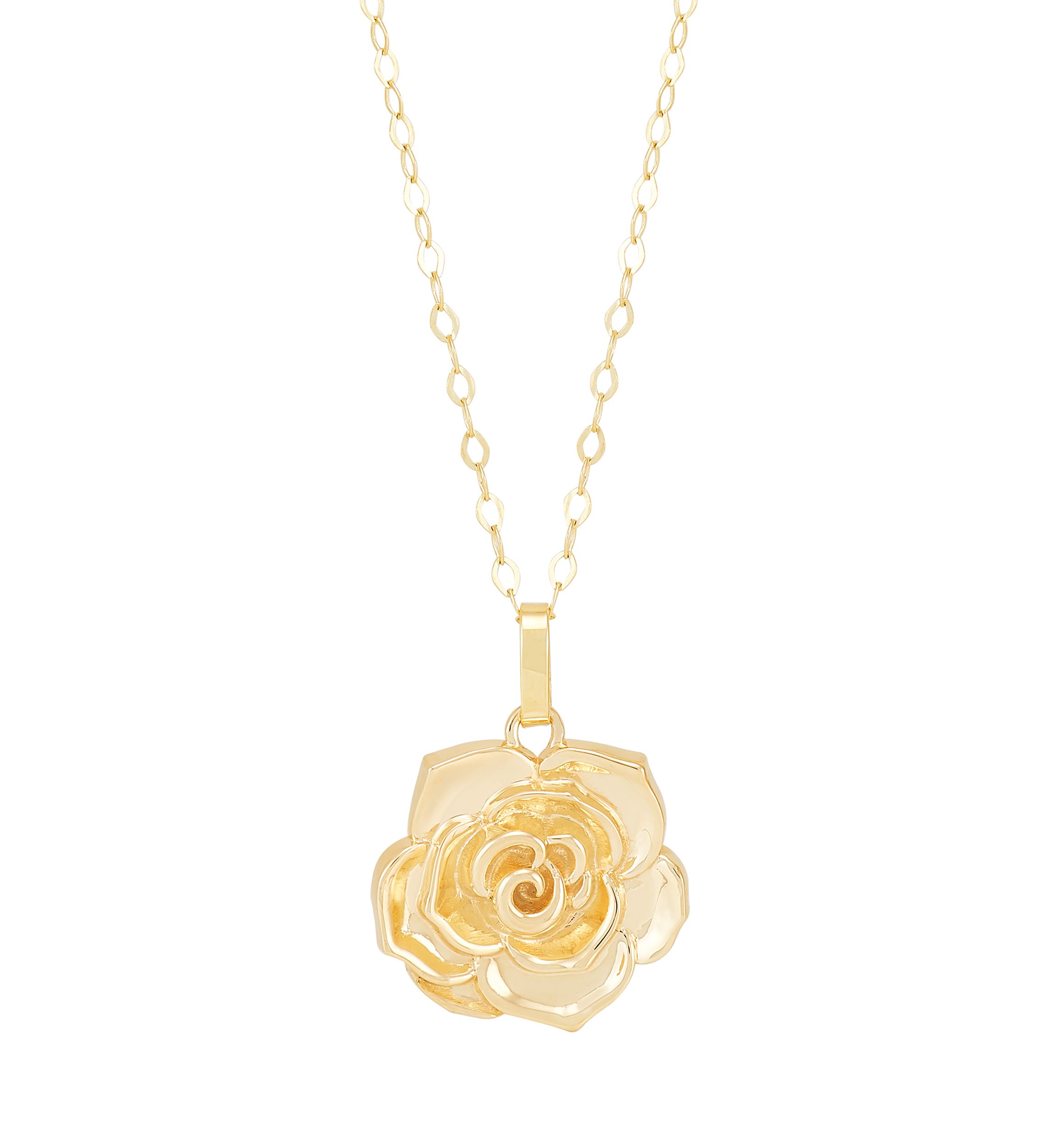 Flower Pendant Necklace with 18" Box Chain in 10K Yellow Gold