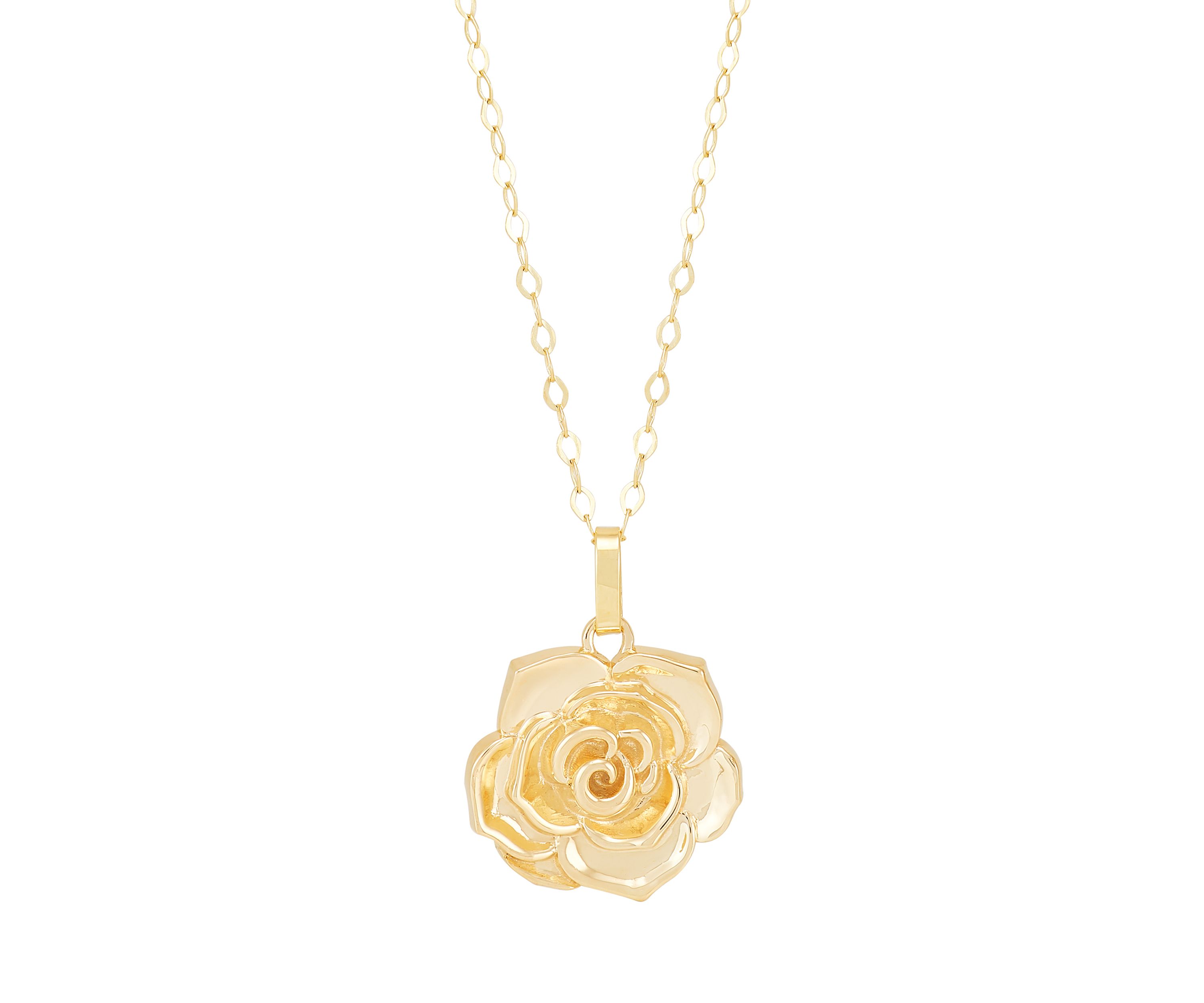 Flower Pendant Necklace with 18" Box Chain in 10K Yellow Gold