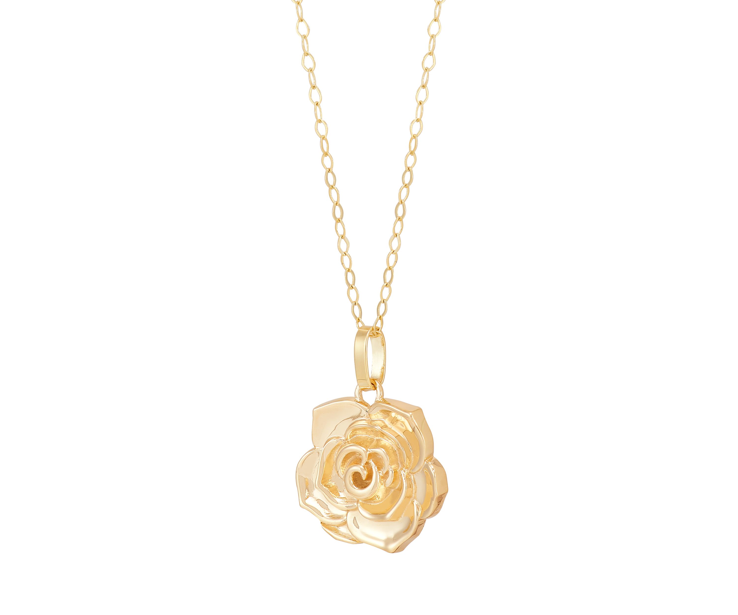 Flower Pendant Necklace with 18" Box Chain in 10K Yellow Gold