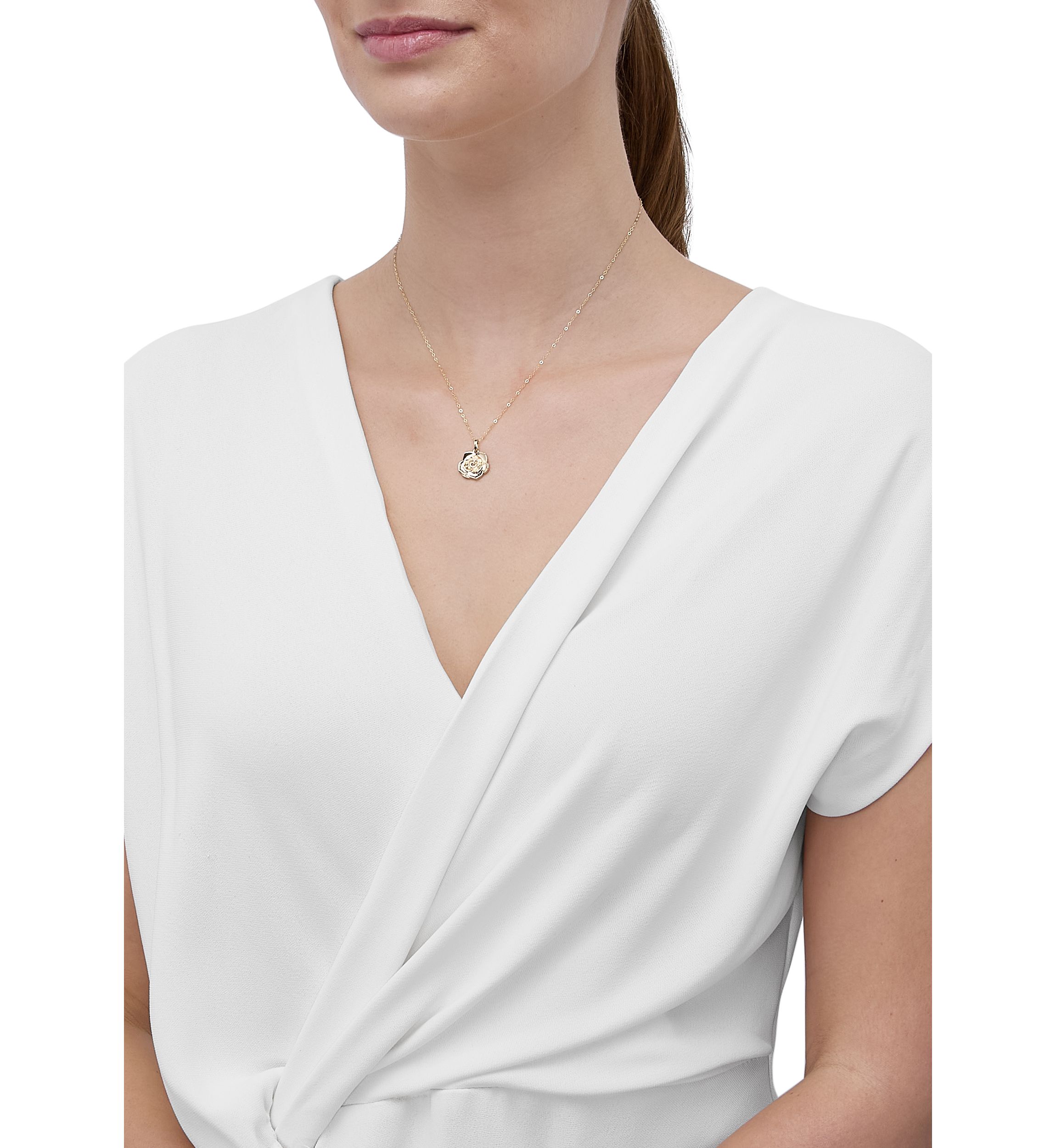 Flower Pendant Necklace with 18" Box Chain in 10K Yellow Gold
