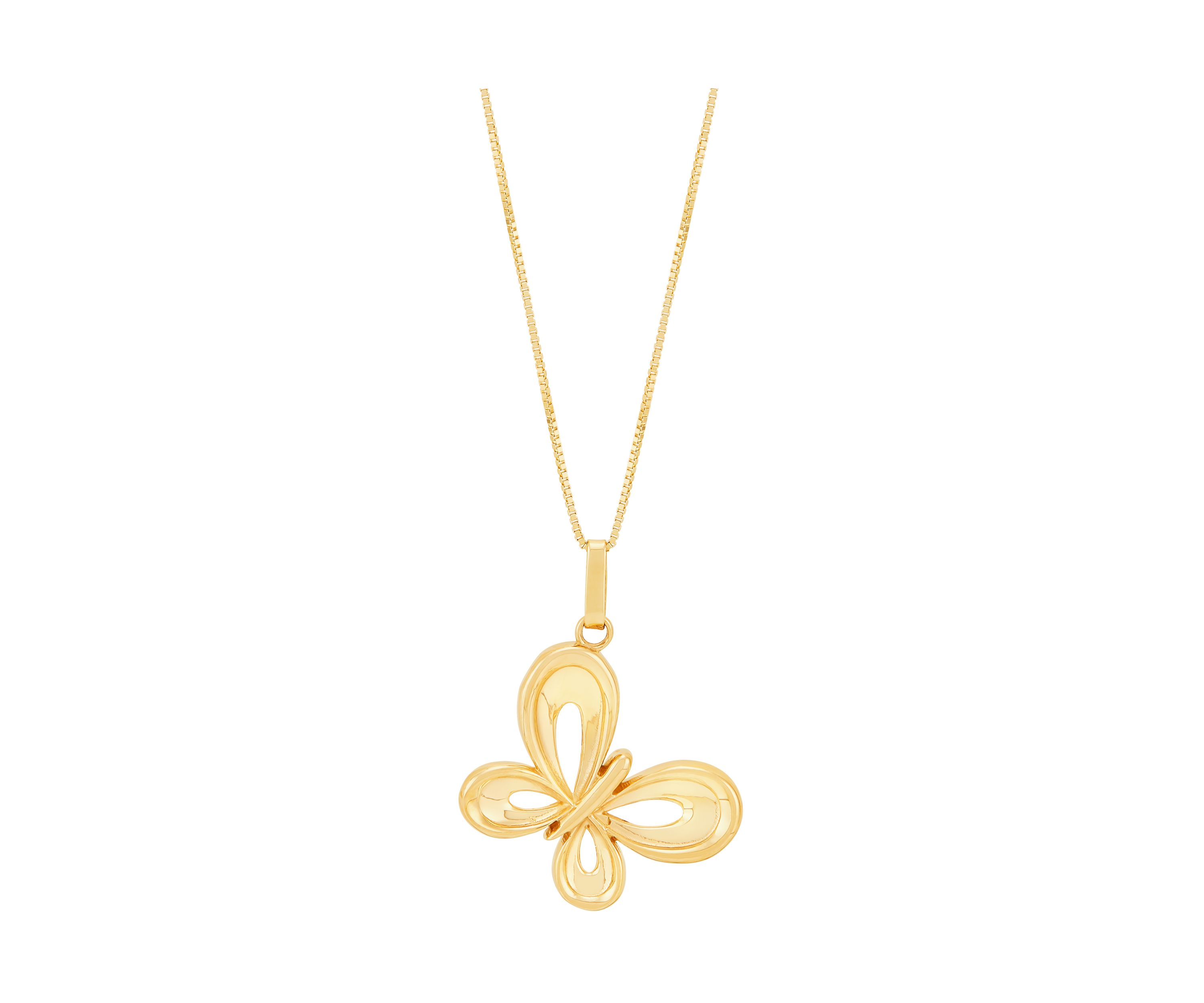 Butterfly Pendant with 18" Box Chain in 10K Yellow Gold