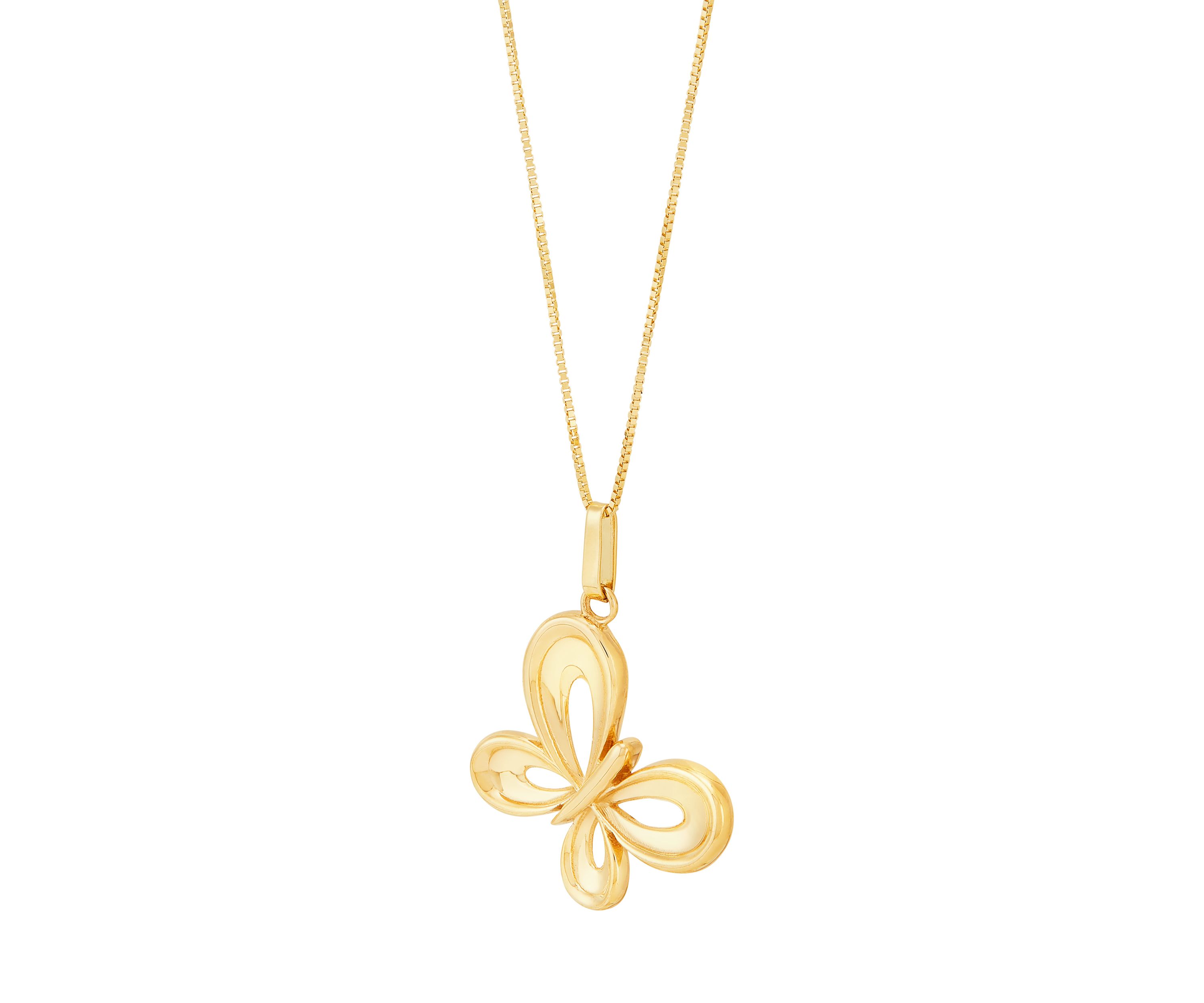 Butterfly Pendant with 18" Box Chain in 10K Yellow Gold