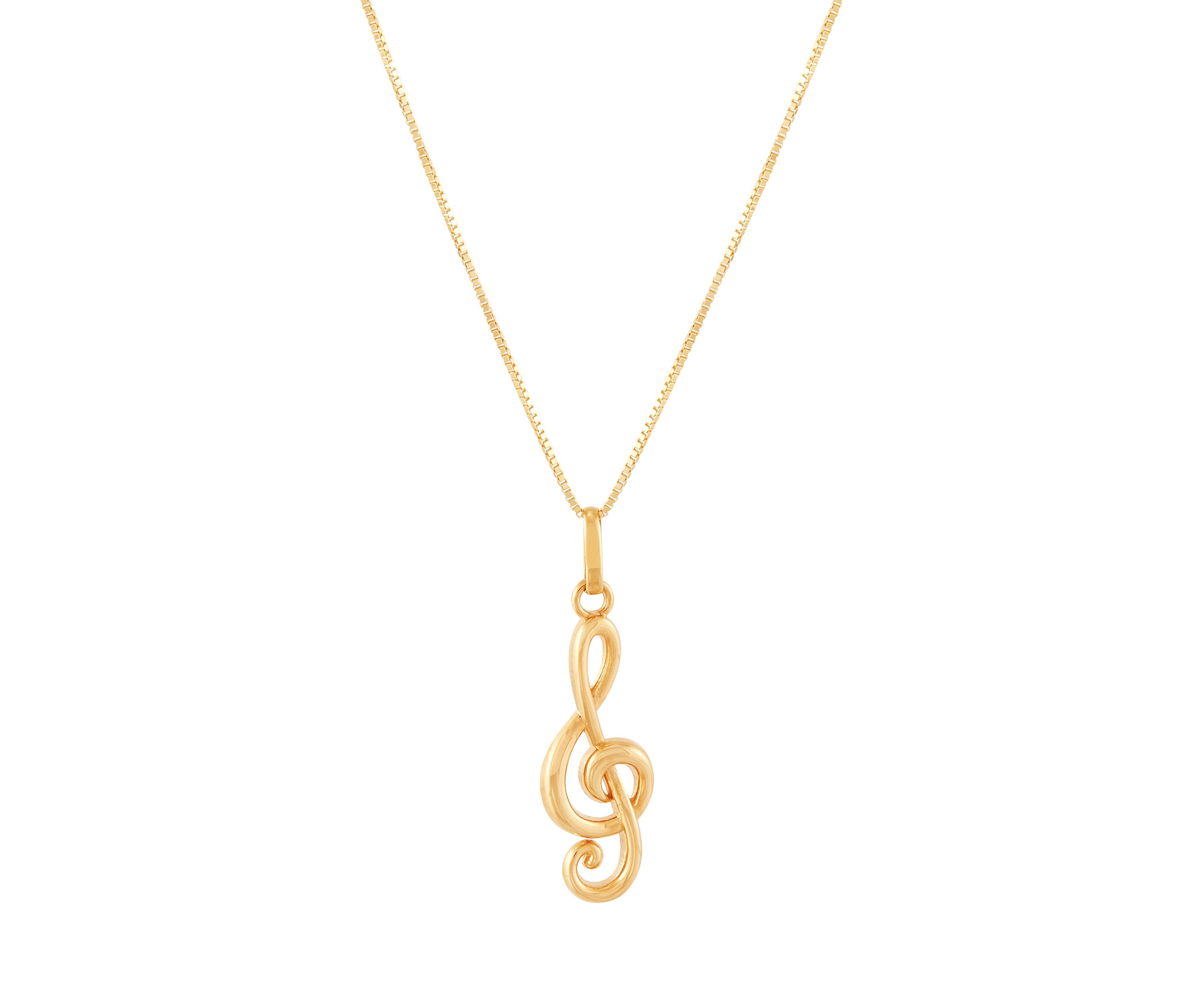 Music Note Pendant with 18" Box Chain in 10K Yellow Gold
