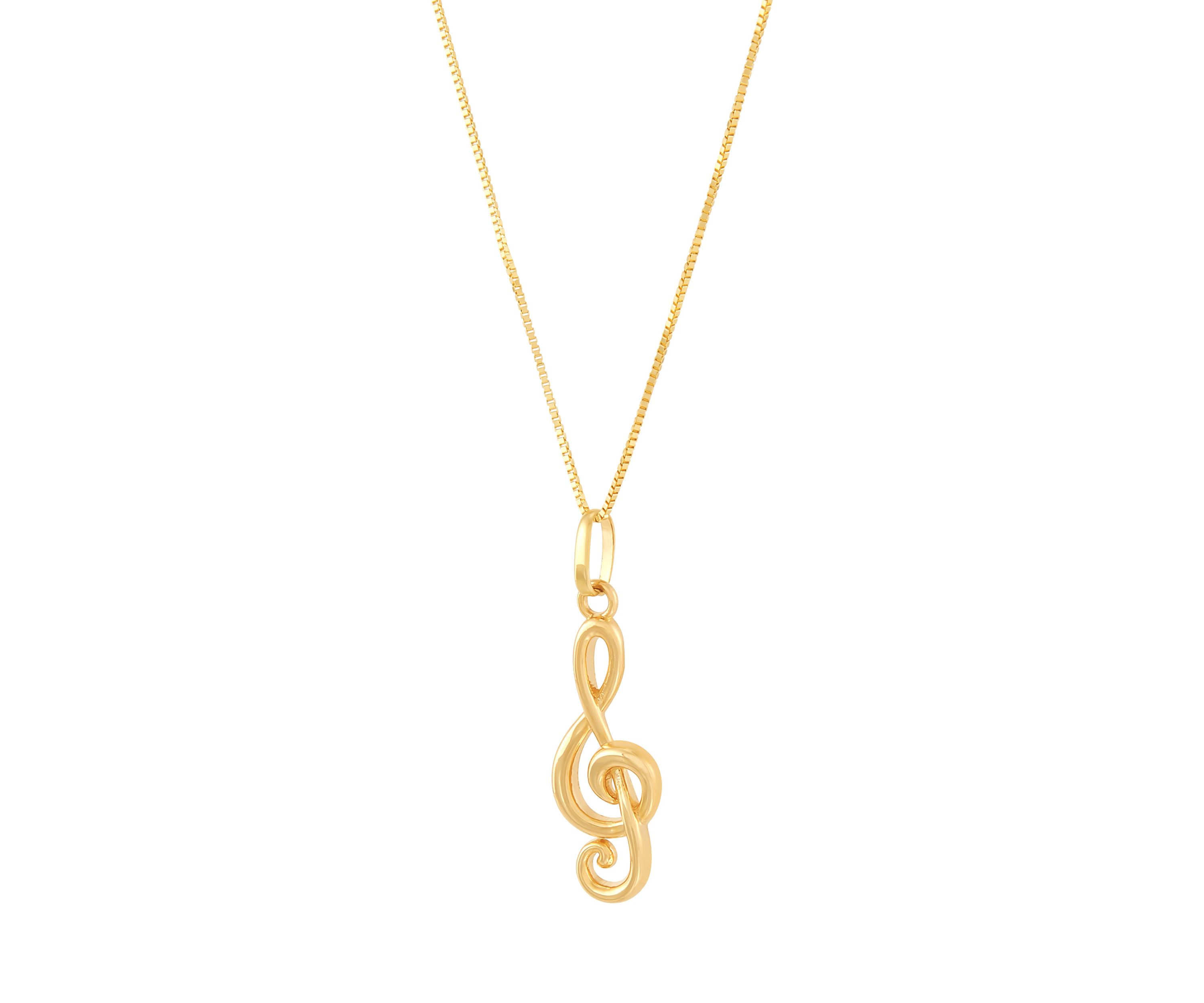 Music Note Pendant with 18" Box Chain in 10K Yellow Gold