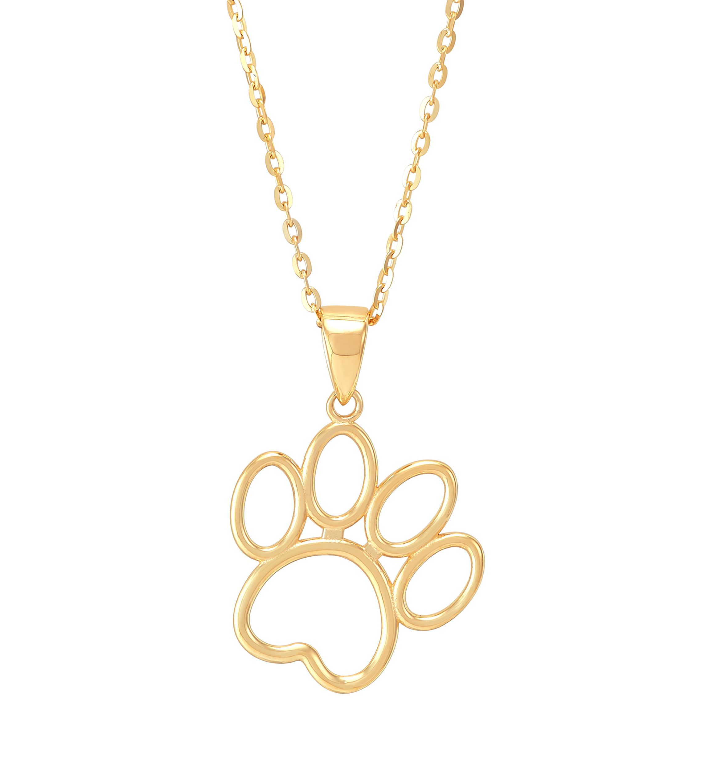 Dog Footprint Pendant with 17" Cable Chainin 10K Yellow Gold