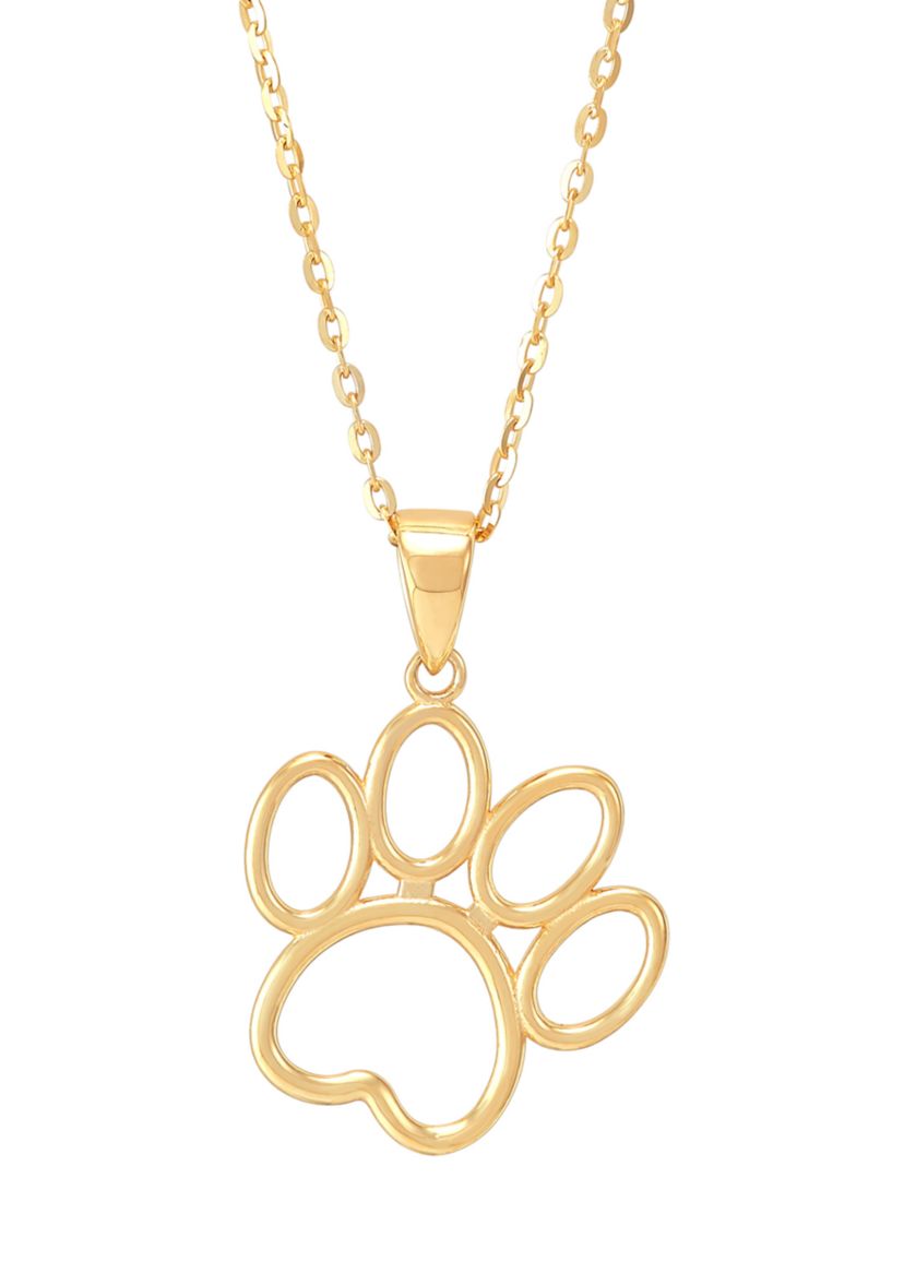 Dog Footprint Pendant with 17" Cable Chainin 10K Yellow Gold