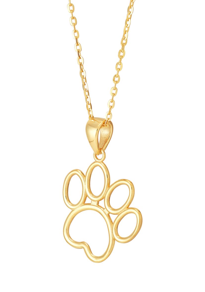 Dog Footprint Pendant with 17" Cable Chainin 10K Yellow Gold