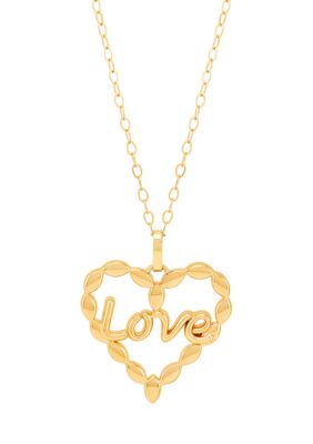 Belk & Co Love Heart Pendant with 18" Cable Chain in 10K Yellow Gold, 18 in