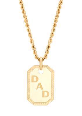 Belk & Co Men's Dad Dog Tag Pendant with 20" Glitter Chain in 10K Yellow Gold, 20 in