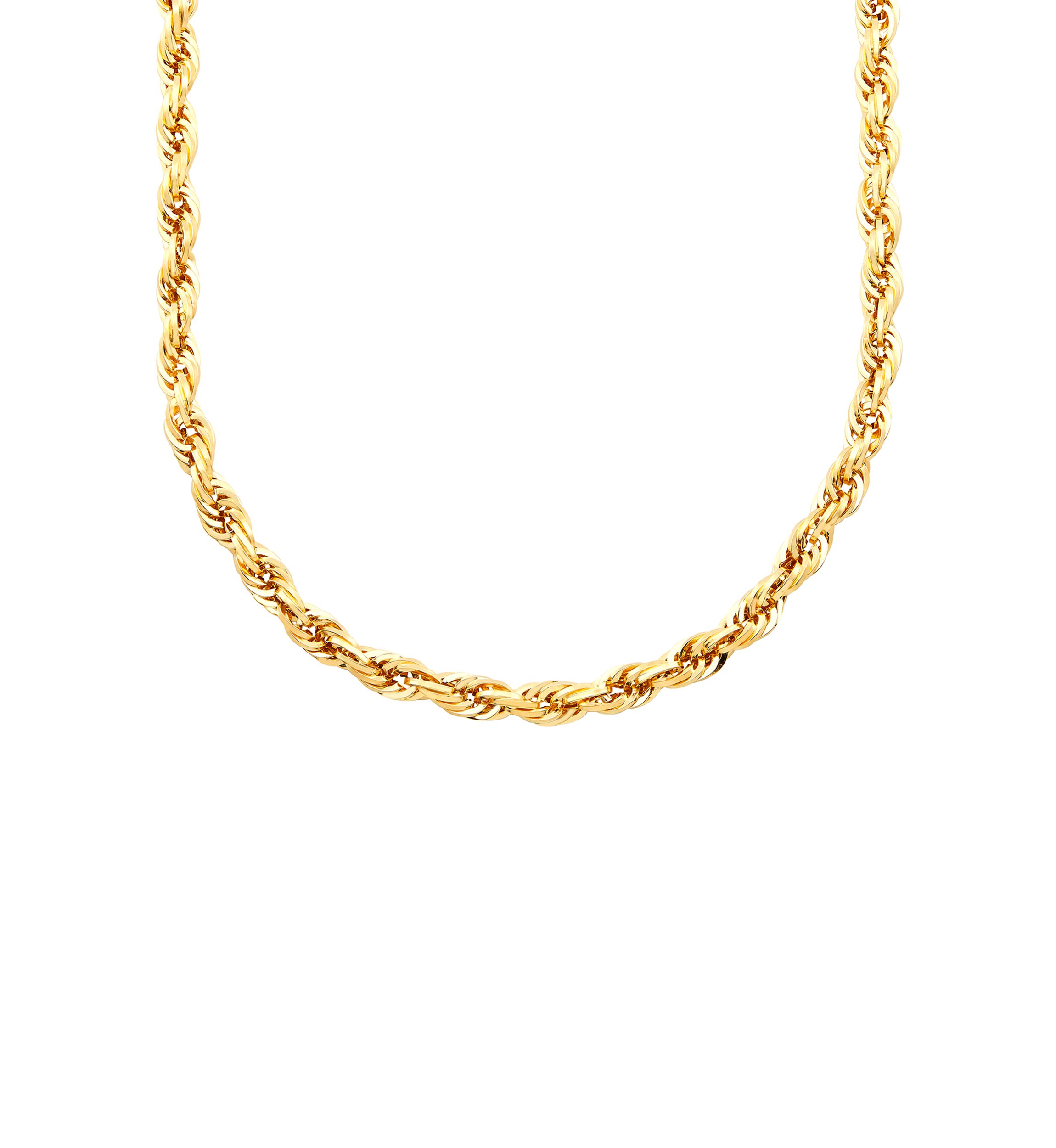 Square Hollow Cashmere Rope Chain in 10K Yellow Gold