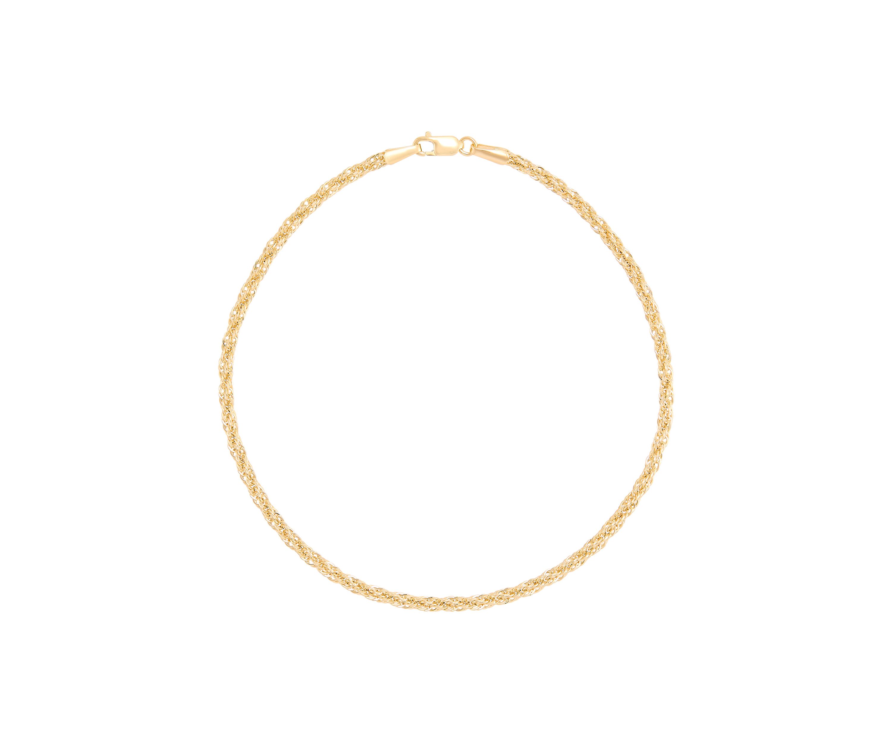 Hollow Infinity Rope Chain Anklet in 10K Yellow Gold