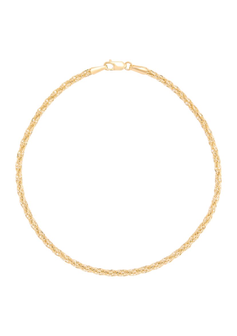 Hollow Infinity Rope Chain Anklet in 10K Yellow Gold