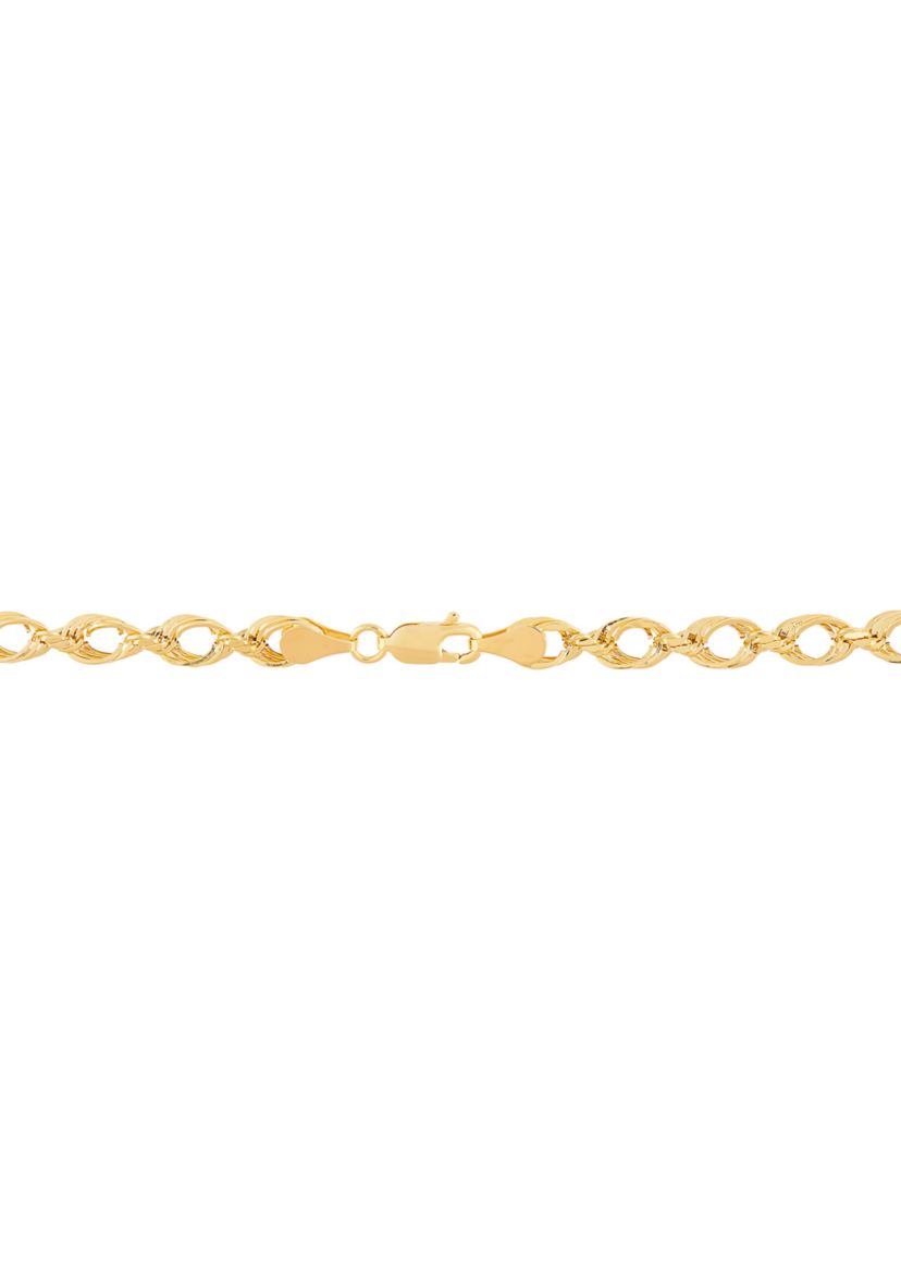Hollow Soprano Square Rope Chain Necklace in 10K Yellow Gold
