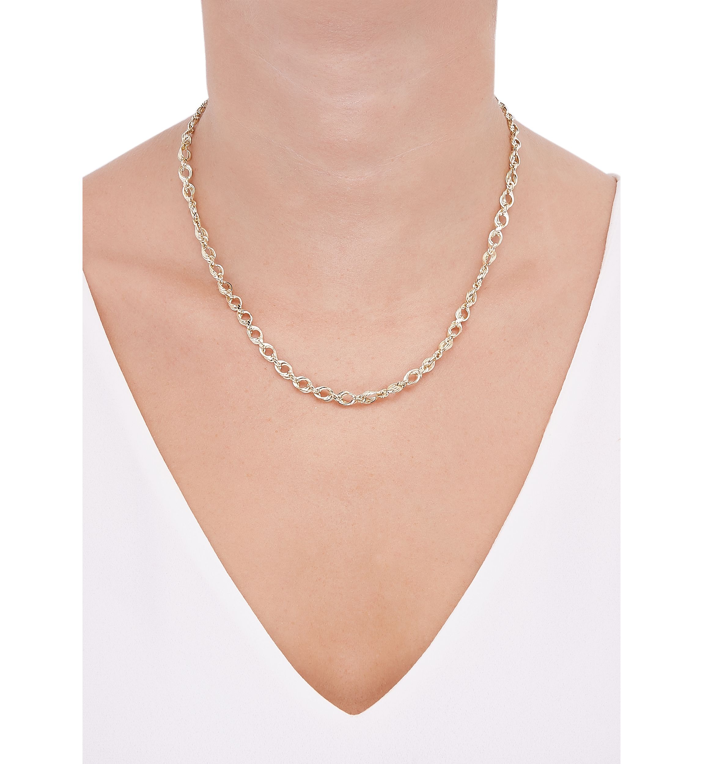 Hollow Soprano Square Rope Chain Necklace in 10K Yellow Gold