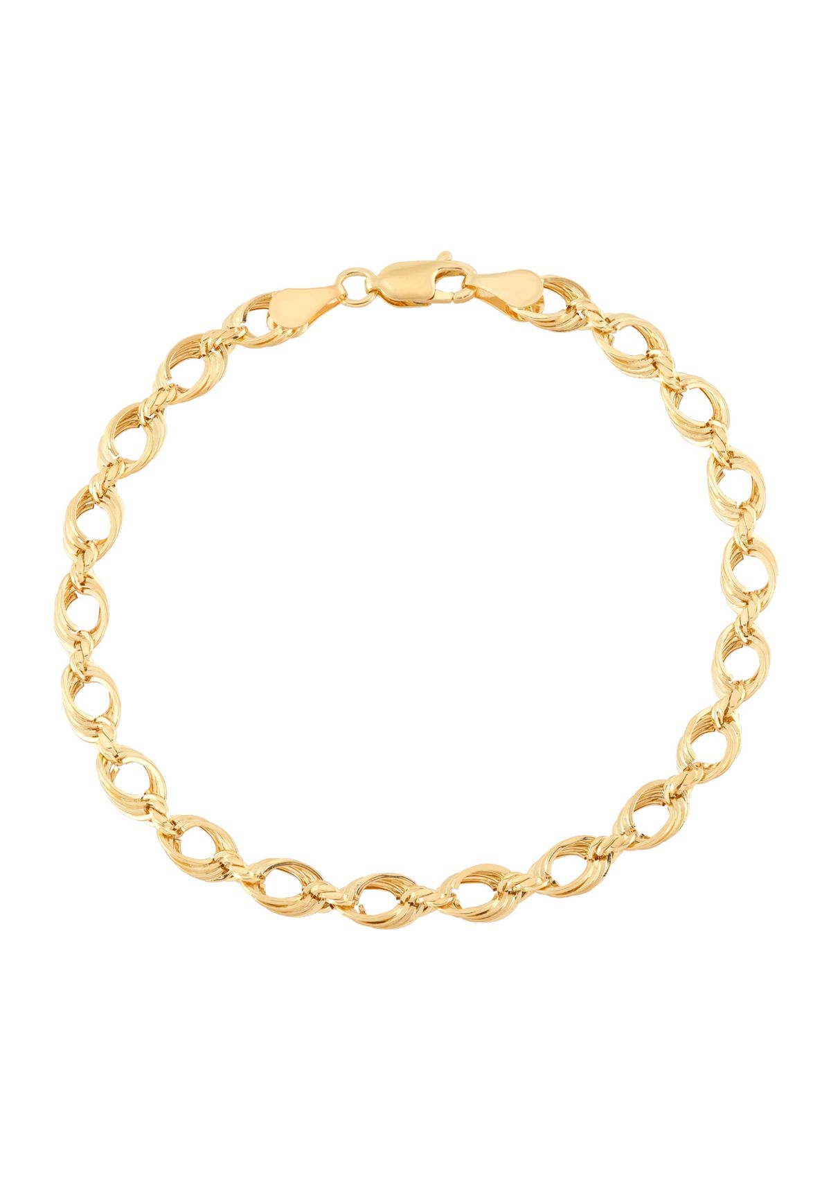 Hollow Soprano Square Rope Chain Bracelet in 10K Yellow Gold
