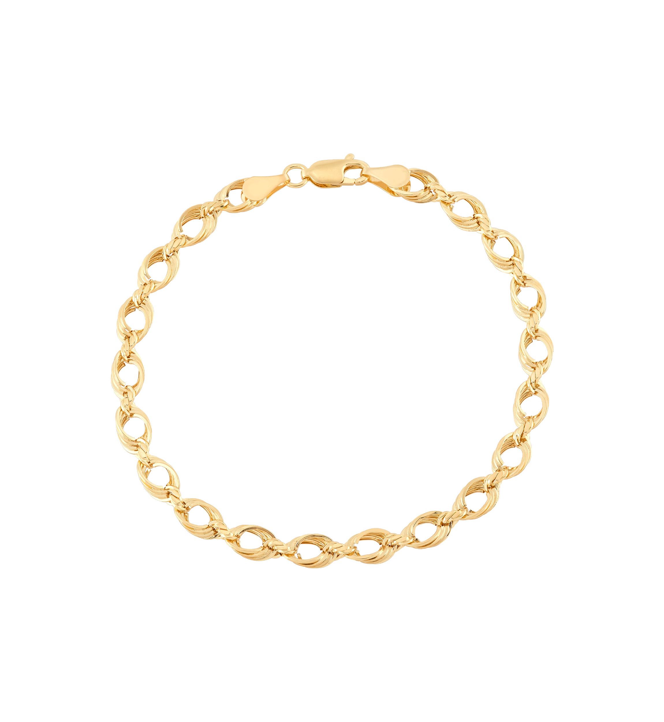 Hollow Soprano Square Rope Chain Bracelet in 10K Yellow Gold